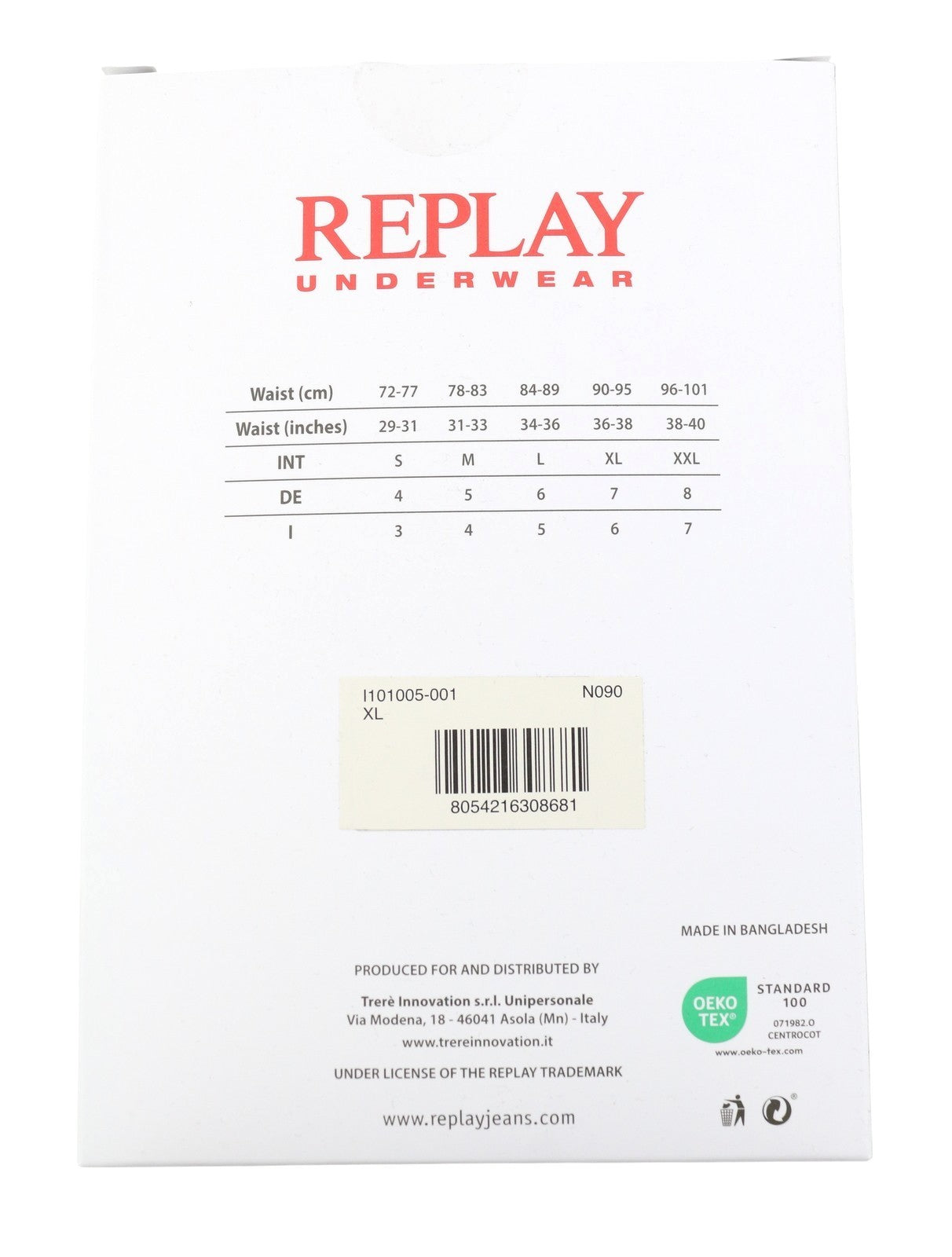 REPLAY Men Underwear XL Blue Black Elastic Waist Cotton Stretch Trunks 2 Pack