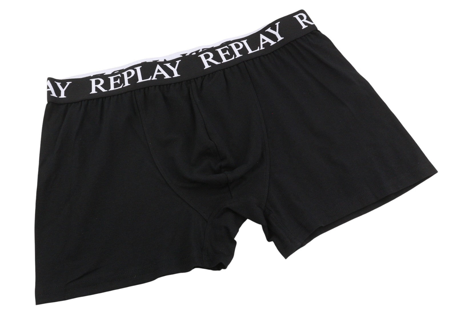 REPLAY Men Underwear M Blue Black Elastic Waist Cotton Stretch Trunks 2 Pack
