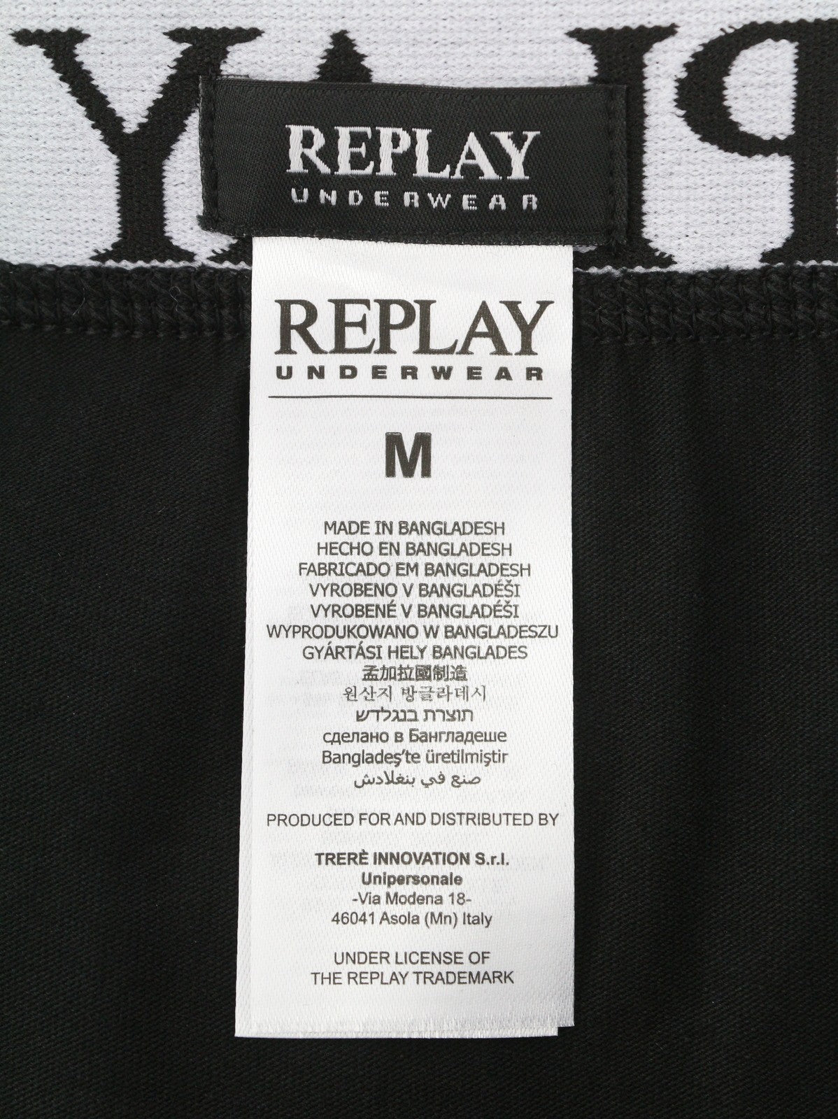 REPLAY Men Underwear M Blue Black Elastic Waist Cotton Stretch Trunks 2 Pack