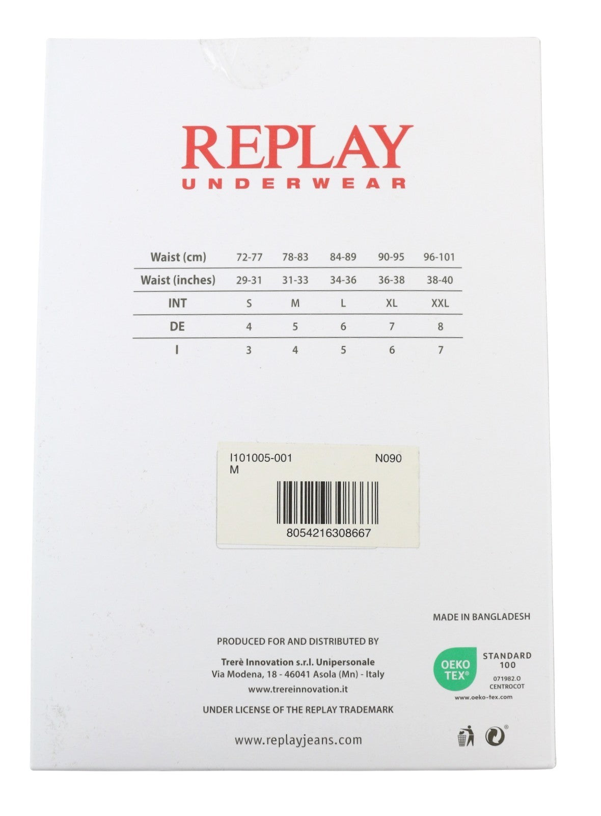 REPLAY Men Underwear M Blue Black Elastic Waist Cotton Stretch Trunks 2 Pack