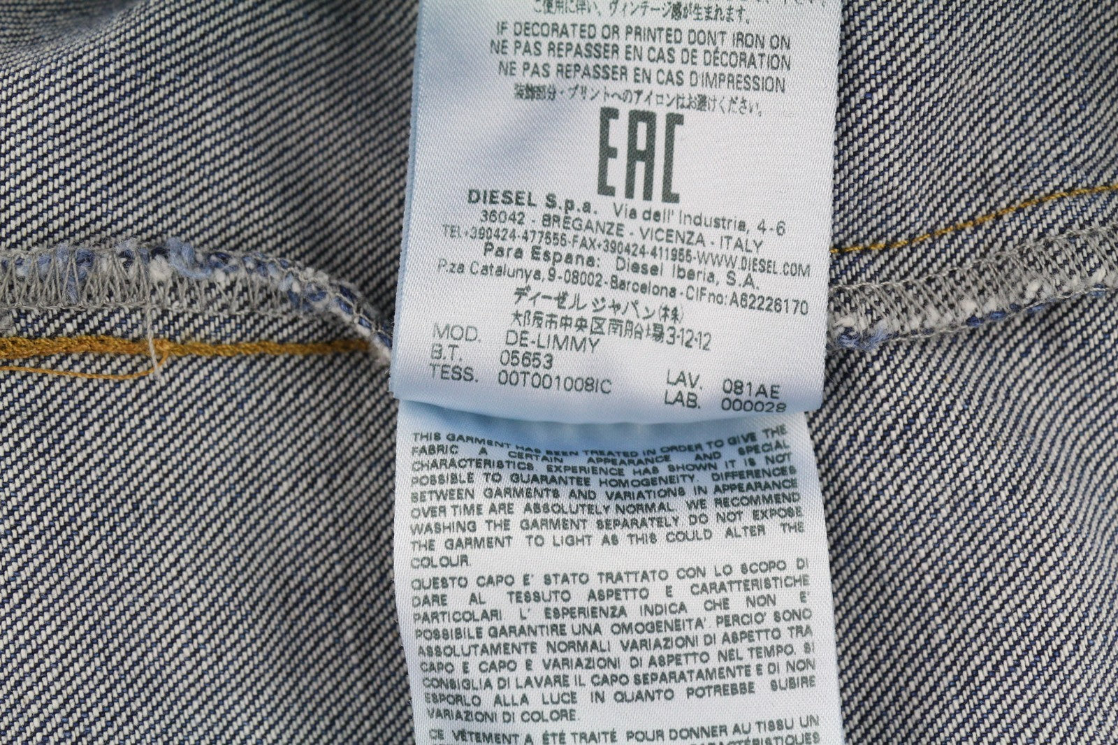 DIESEL De-Limmy Women's Jacket XS Blue Denim Washed Polo Neck Ripped Buttoned