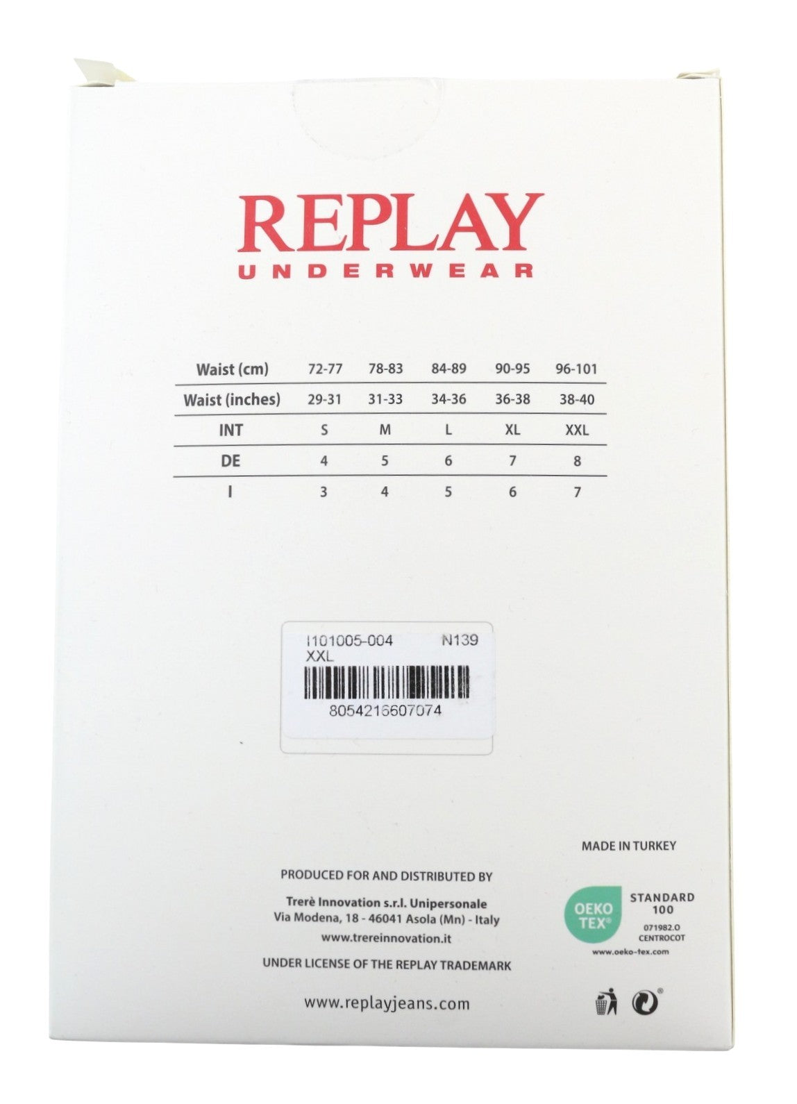 REPLAY Men Underwear 2XL Blue Elastic Waist Logo Cotton Stretch Trunks 2 Pack
