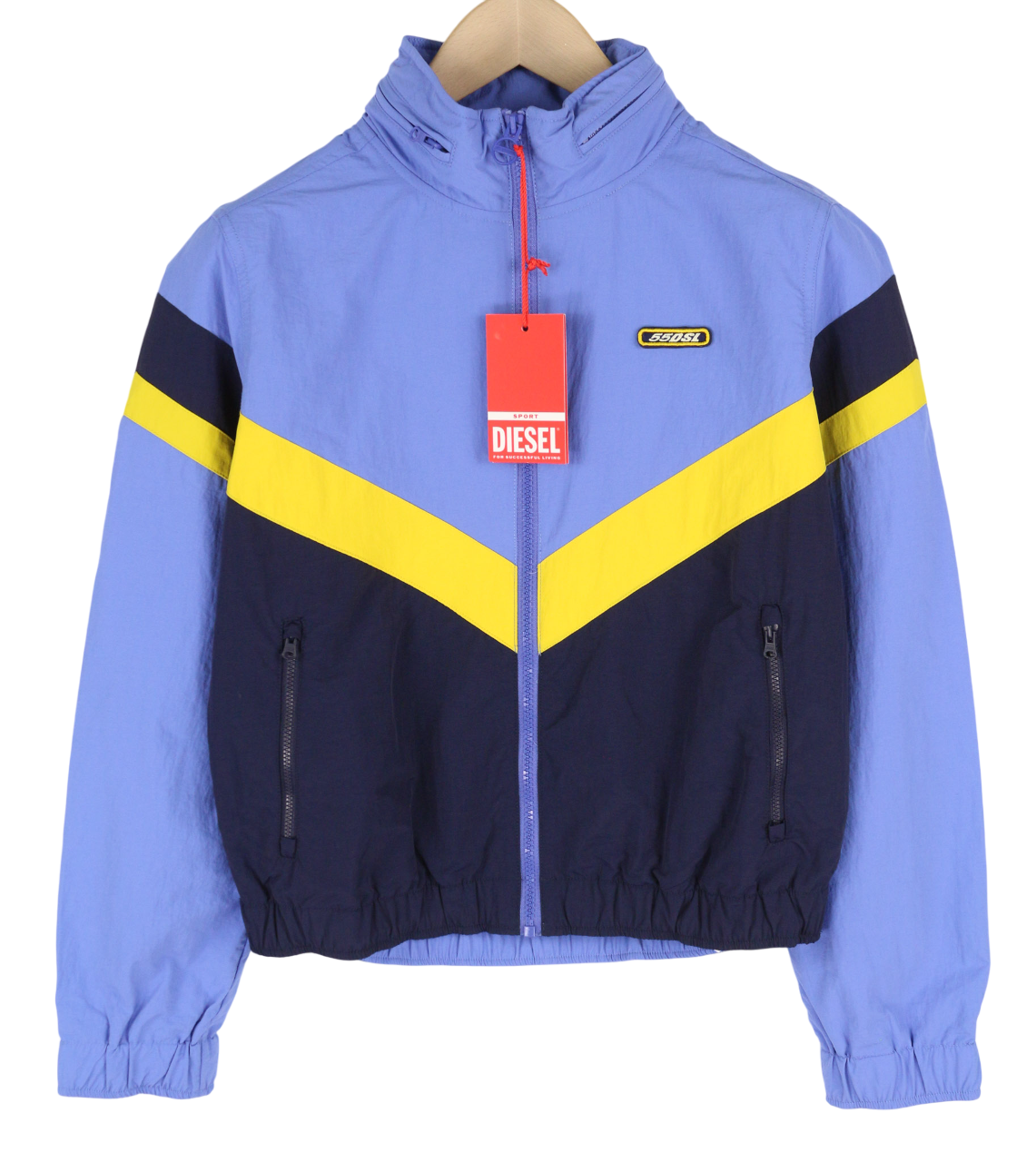 DIESEL Awwt-Swiftor-HT24 Women's Jacket M Blue Mesh Lined Hidden Hood RRP195