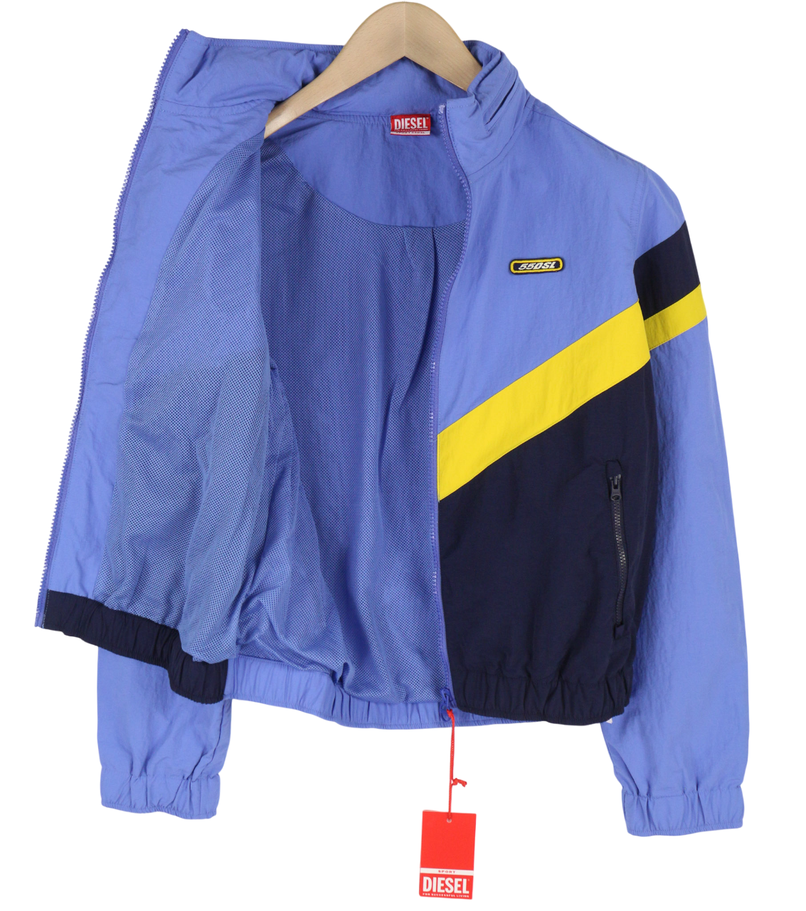 DIESEL Awwt-Swiftor-HT24 Women's Jacket M Blue Mesh Lined Hidden Hood RRP195