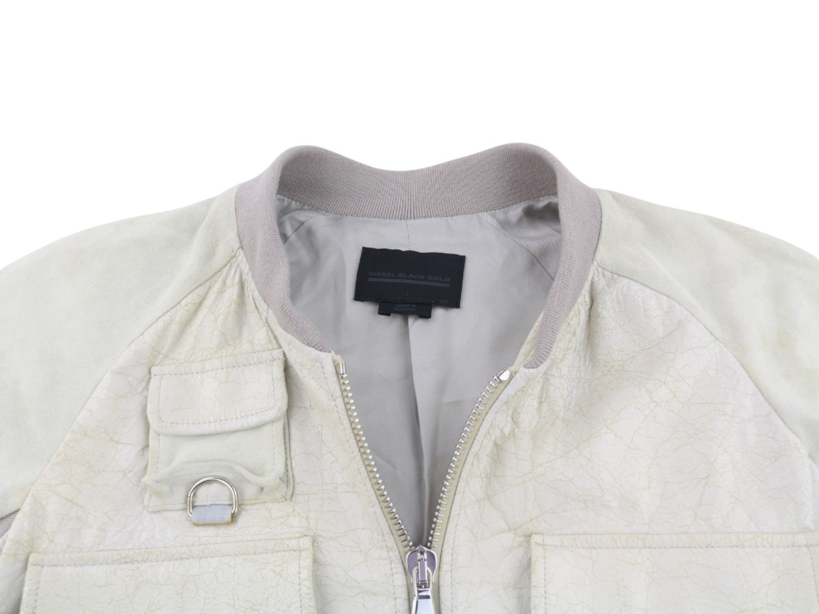 DIESEL BLACK GOLD L-Cerite Women's Jacket 42 Goatskin Leather Aged Look Bomber