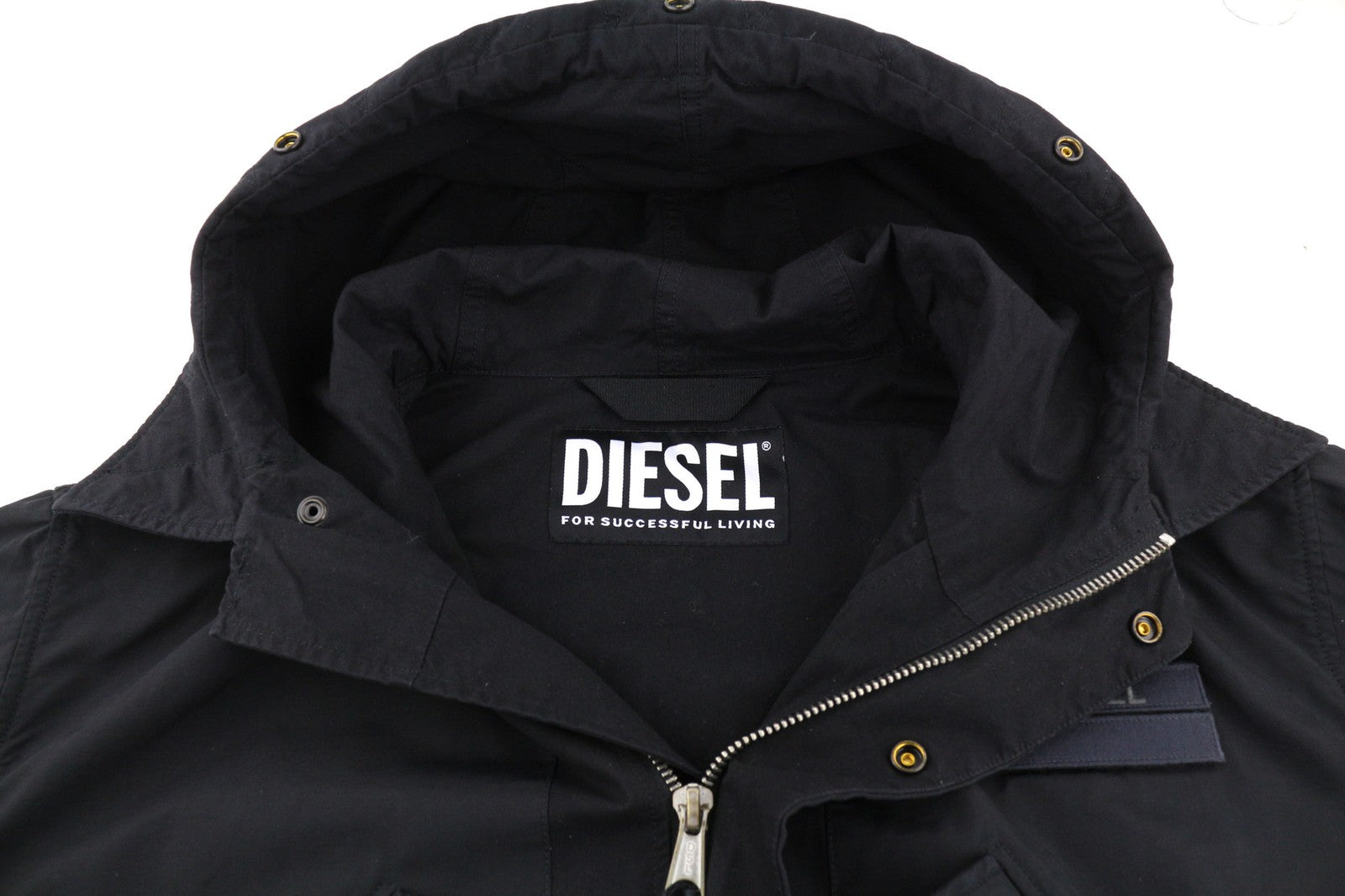 DIESEL W-Miles Men's Jacket M Black Hooded Parka Zip Lightweight Unlined RRP475