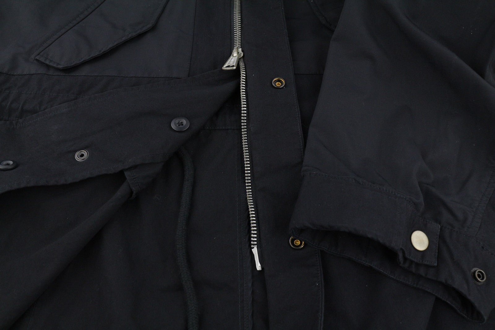 DIESEL W-Miles Men's Jacket M Black Hooded Parka Zip Lightweight Unlined RRP475