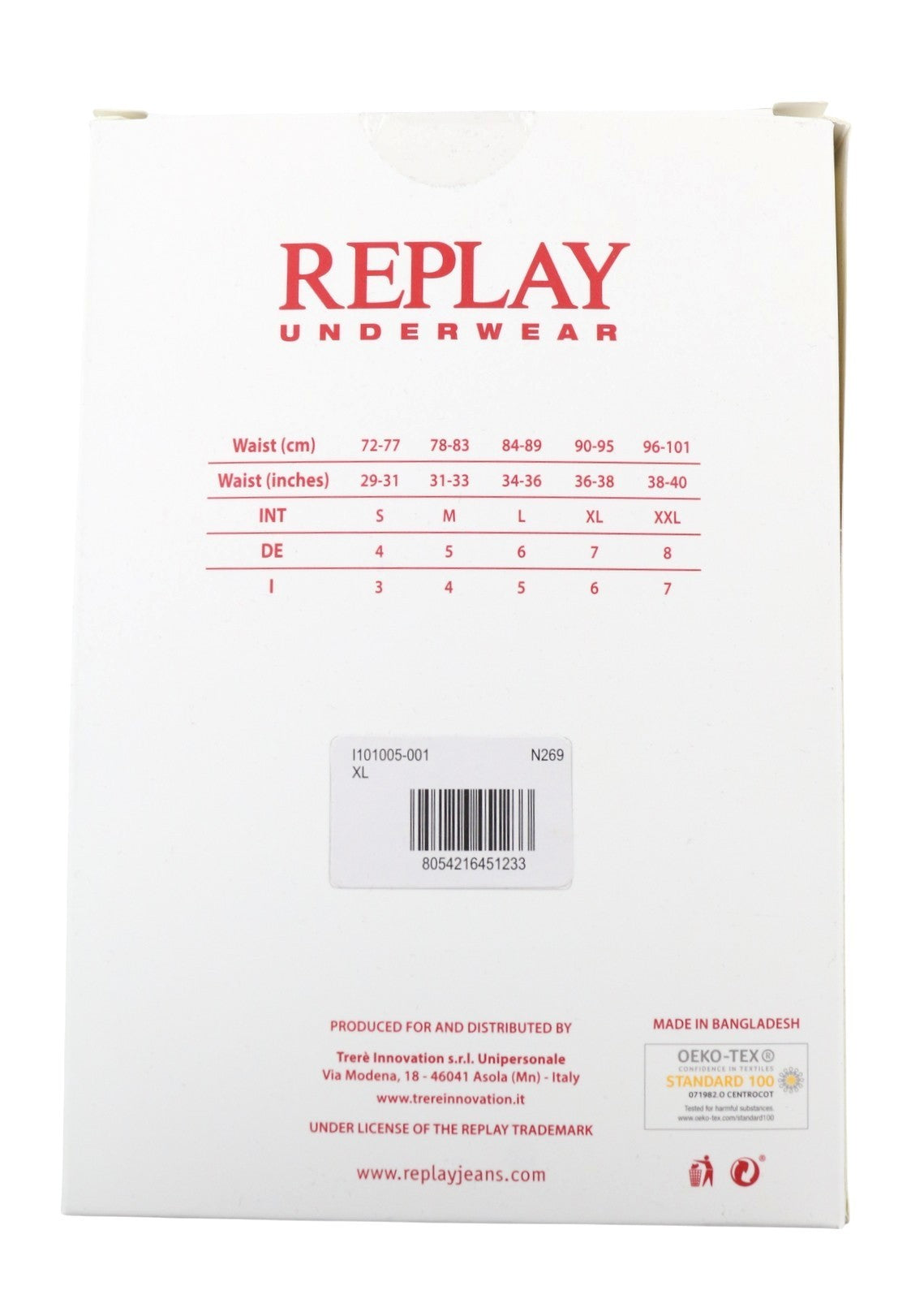 REPLAY Men Underwear XL Black Elastic Waist Logo Cotton Stretchy Trunks 2 Pack