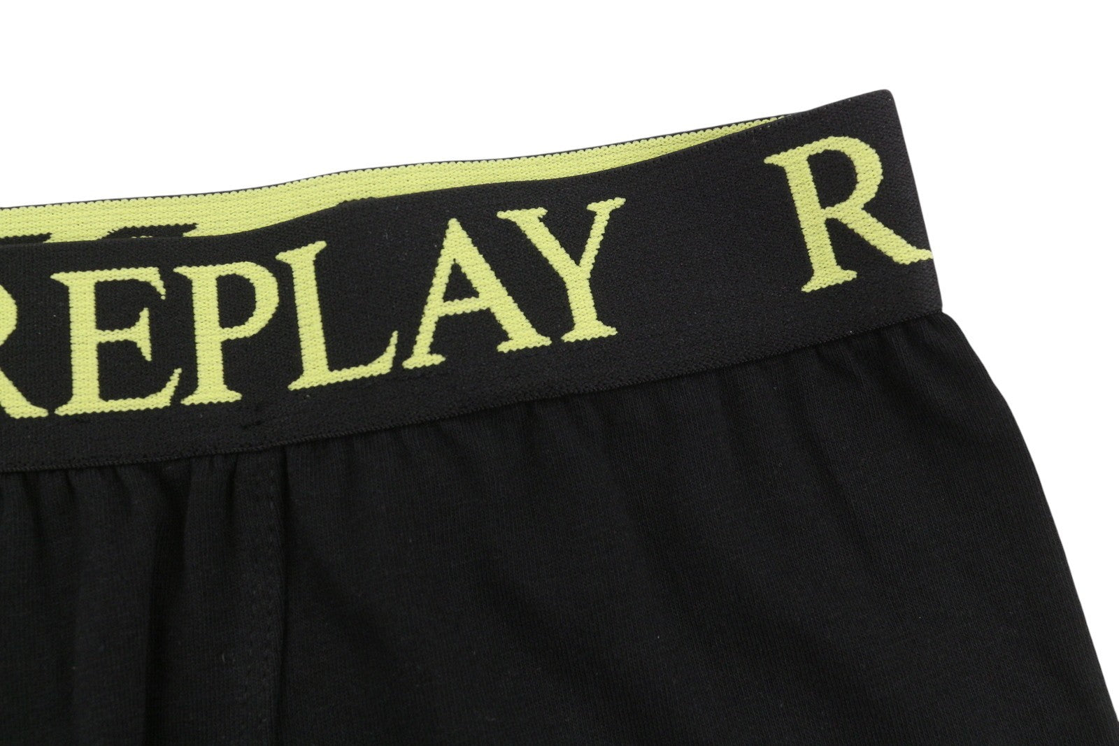 REPLAY Men Underwear L Black Elastic Waist Logo Cotton Stretchy Trunks 2 Pack