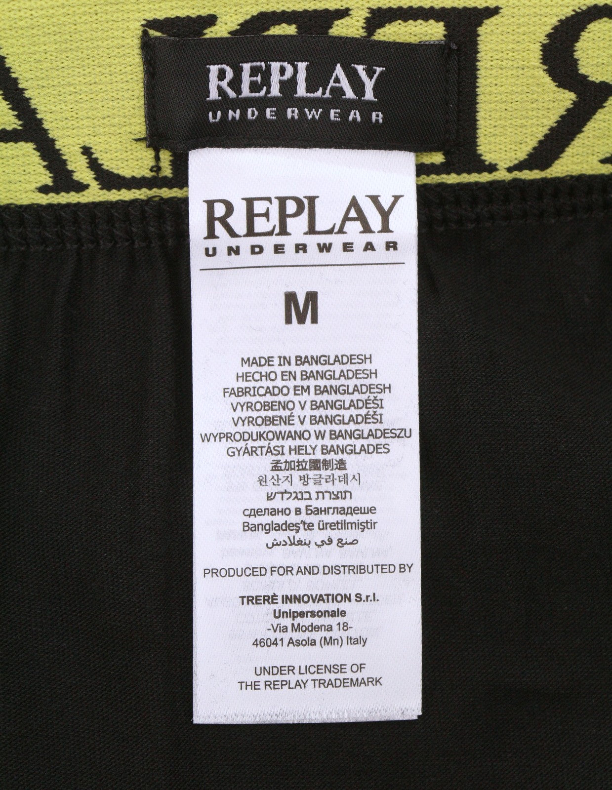 REPLAY Men Underwear M Black Elastic Waist Logo Cotton Stretchy Trunks 2 Pack