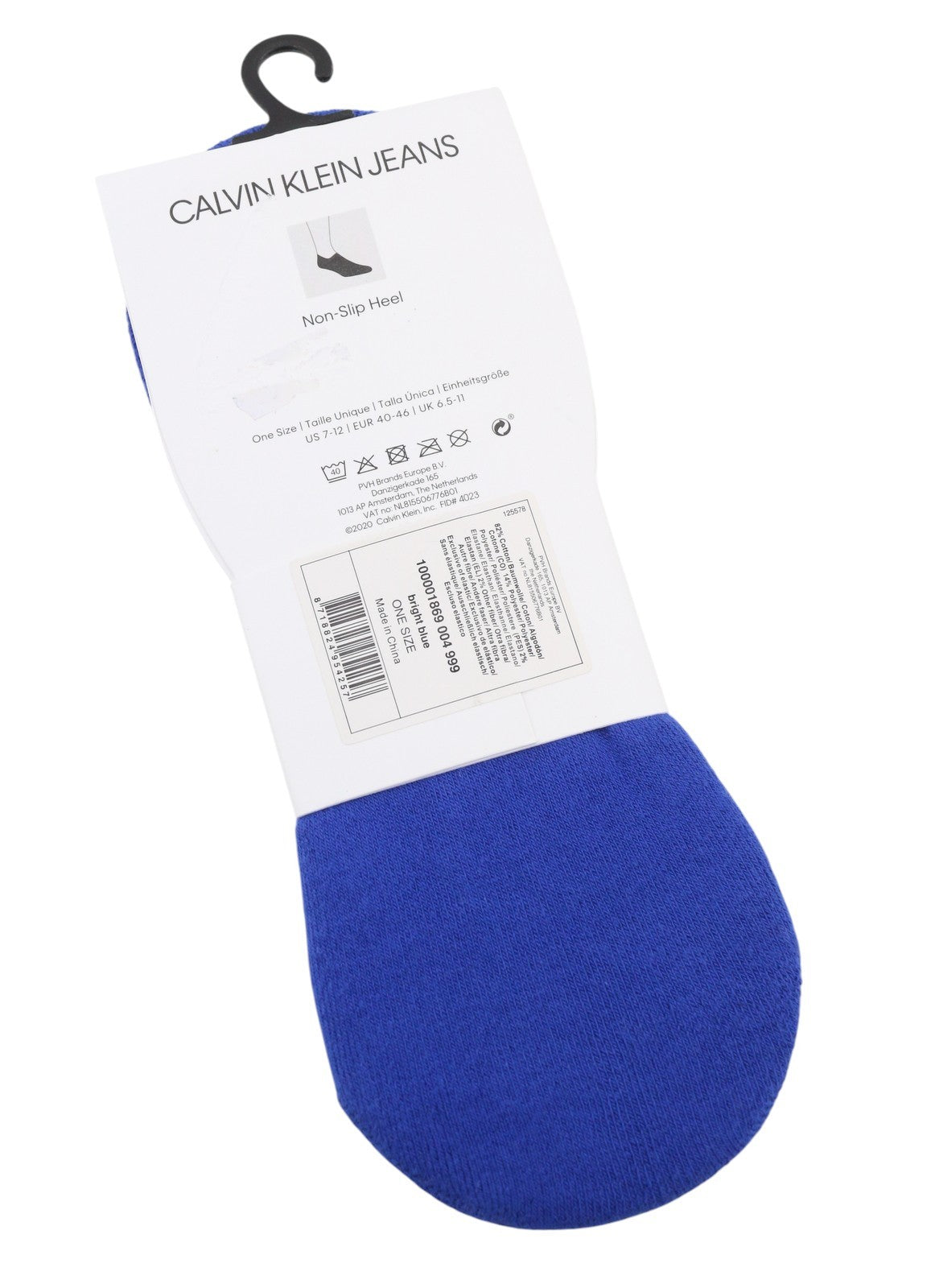 CALVIN KLEIN Sneaker Liner Men Socks EU40/46 Bright Blue Non-Slip Heel Unisex