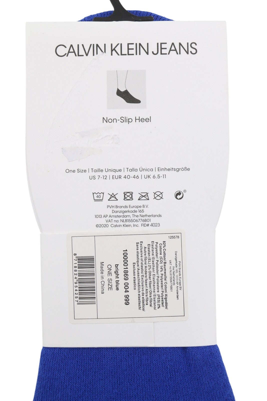 CALVIN KLEIN Sneaker Liner Men Socks EU40/46 Bright Blue Non-Slip Heel Unisex