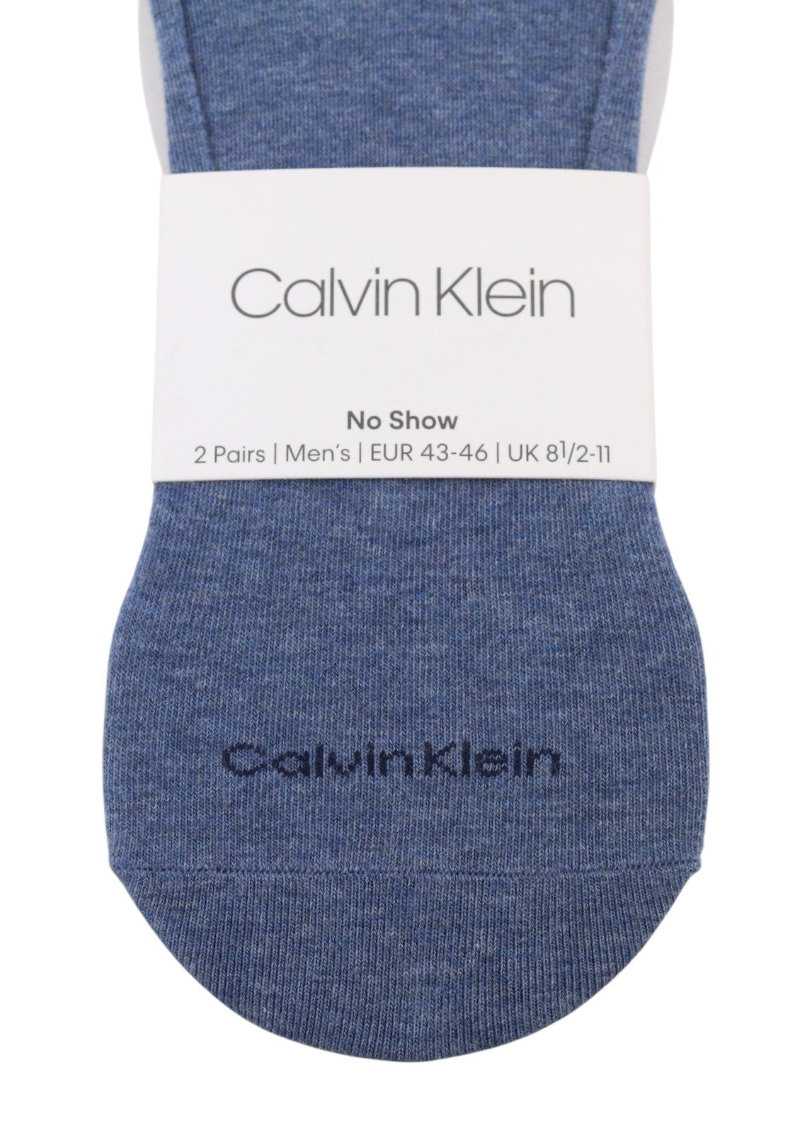 CALVIN KLEIN No Show Men Socks EU43/46 Blue Non-Slip Heel 2 Pairs Unisex