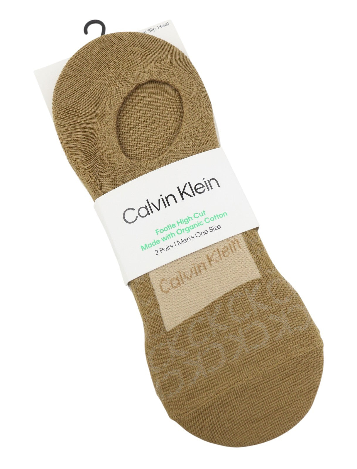 CALVIN KLEIN Footie High Cut Men Socks OS Caramel Brown Organic 2 Pairs Unisex
