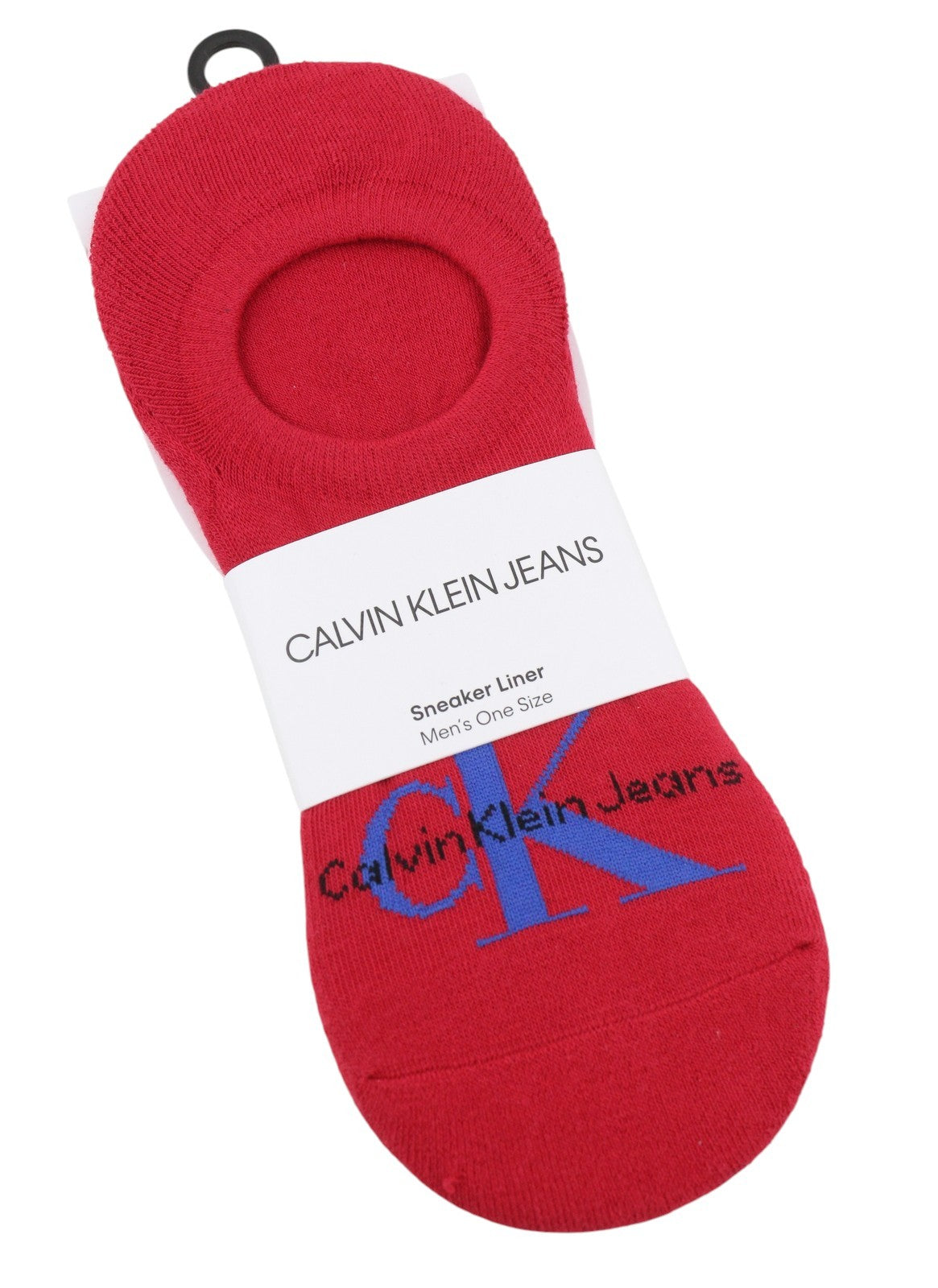 CALVIN KLEIN Sneaker Liner Men Socks EU40/46 Red Non-Slip Heel Logo Knit Unisex