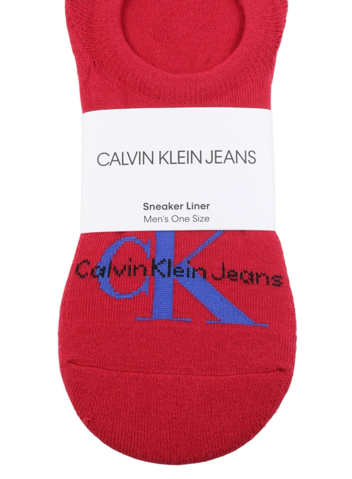 CALVIN KLEIN Sneaker Liner Men Socks EU40/46 Red Non-Slip Heel Logo Knit Unisex