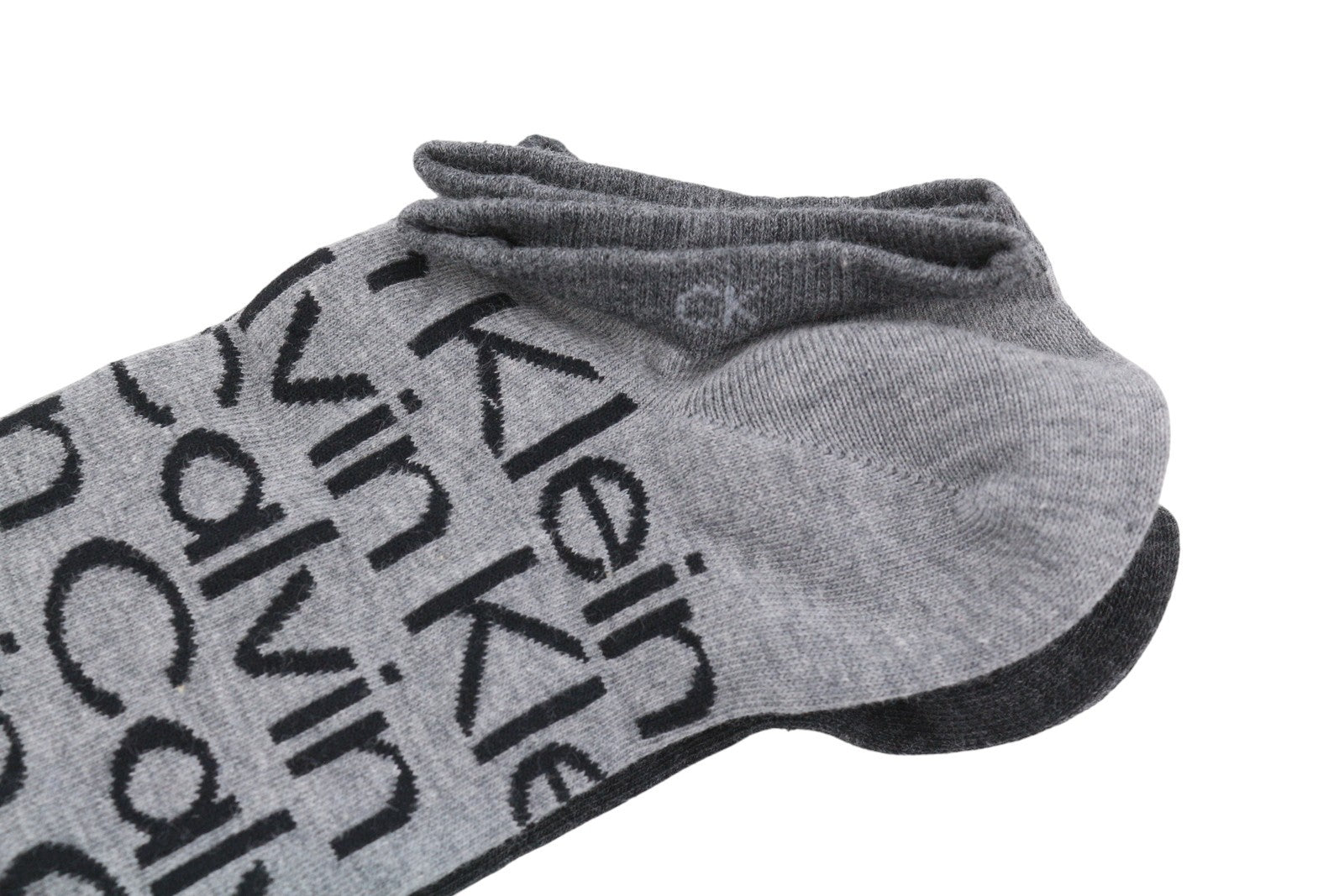 CALVIN KLEIN Sneaker Men Socks EU39/42 Mid Grey Melange Logo 2 Pairs Unisex