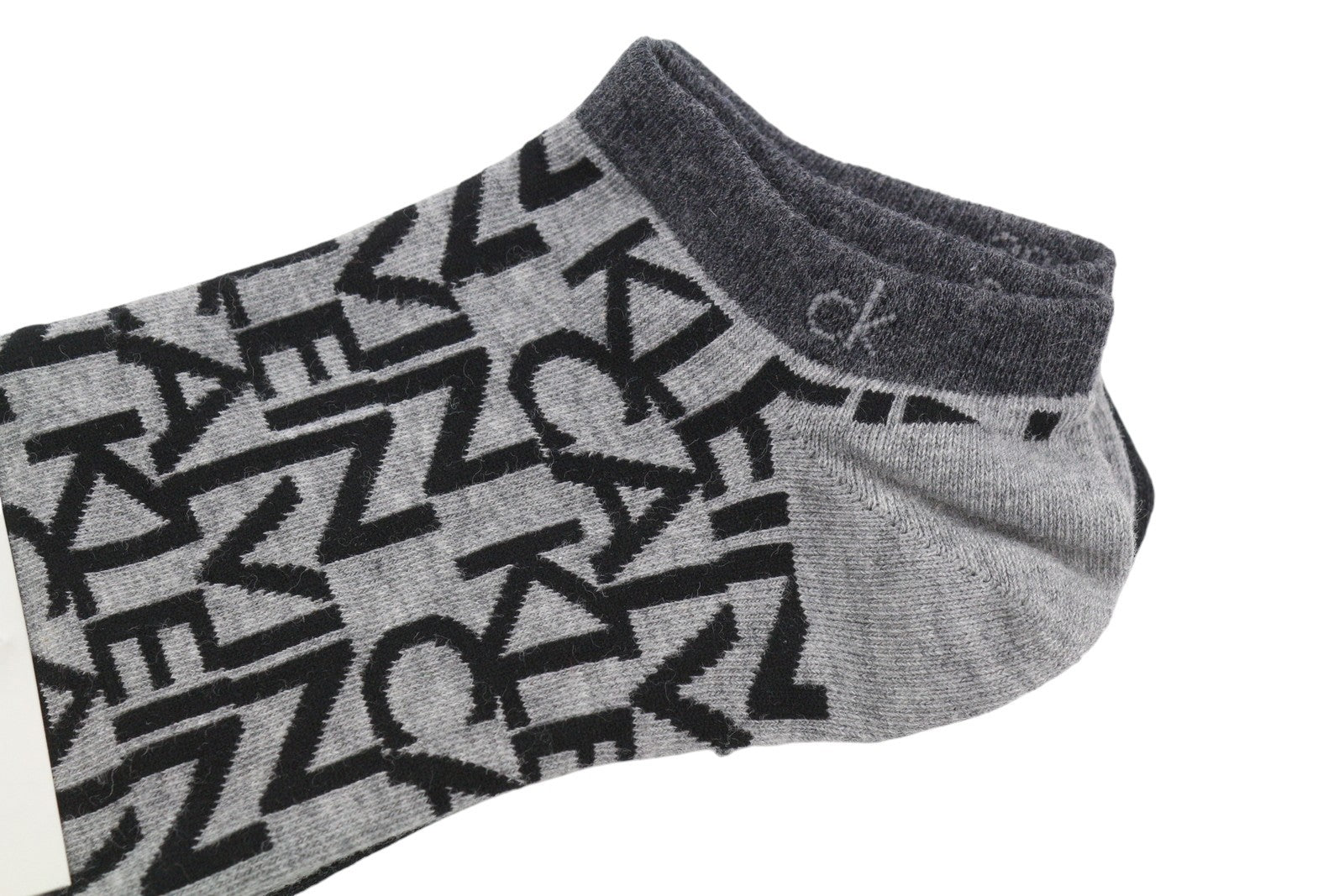CALVIN KLEIN Cotton Rich Women Socks EU39/42 Grey Melange Logo 2 Pairs Unisex