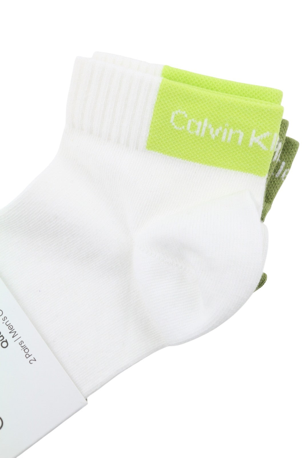 CALVIN KLEIN Quarter Men Socks OS Lime Green Tight-Knit 2 Pairs Unisex