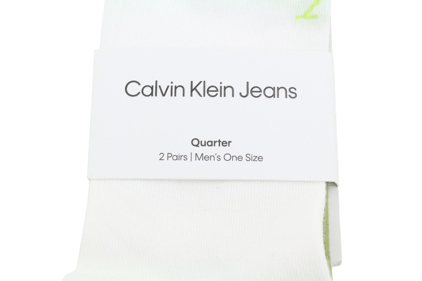 CALVIN KLEIN Quarter Men Socks OS Lime Green Tight-Knit 2 Pairs Unisex