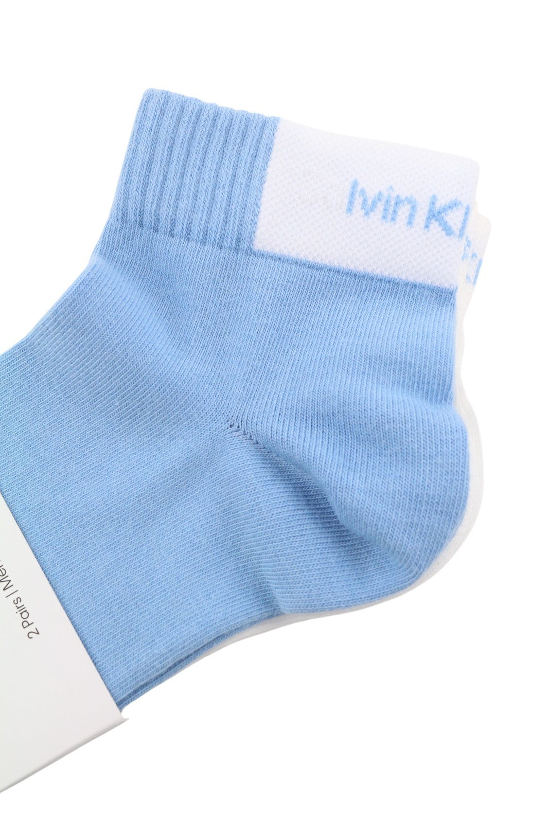 CALVIN KLEIN Quarter Men Socks OS Sky Blue White Tight-Knit 2 Pairs Unisex