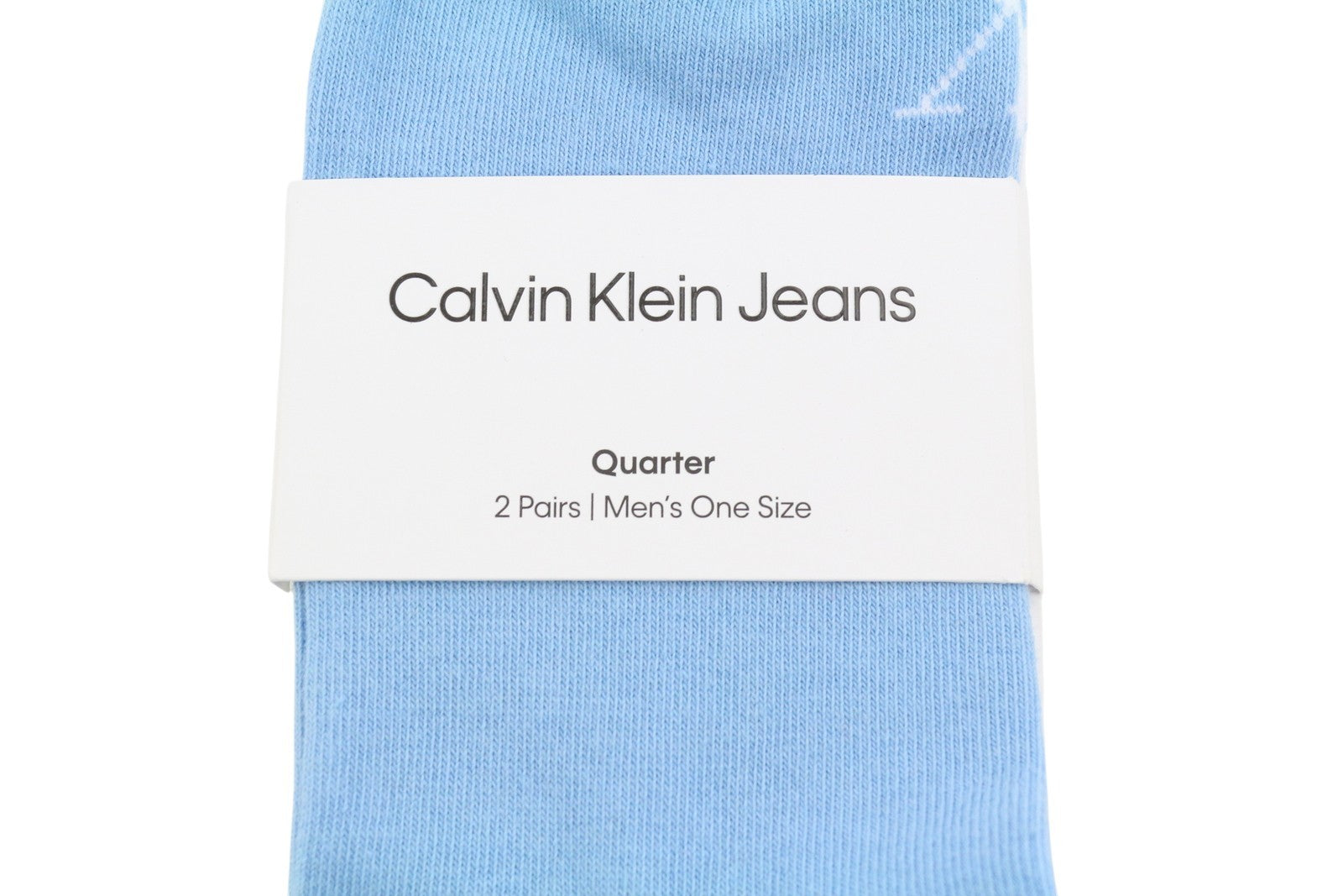CALVIN KLEIN Quarter Men Socks OS Sky Blue White Tight-Knit 2 Pairs Unisex