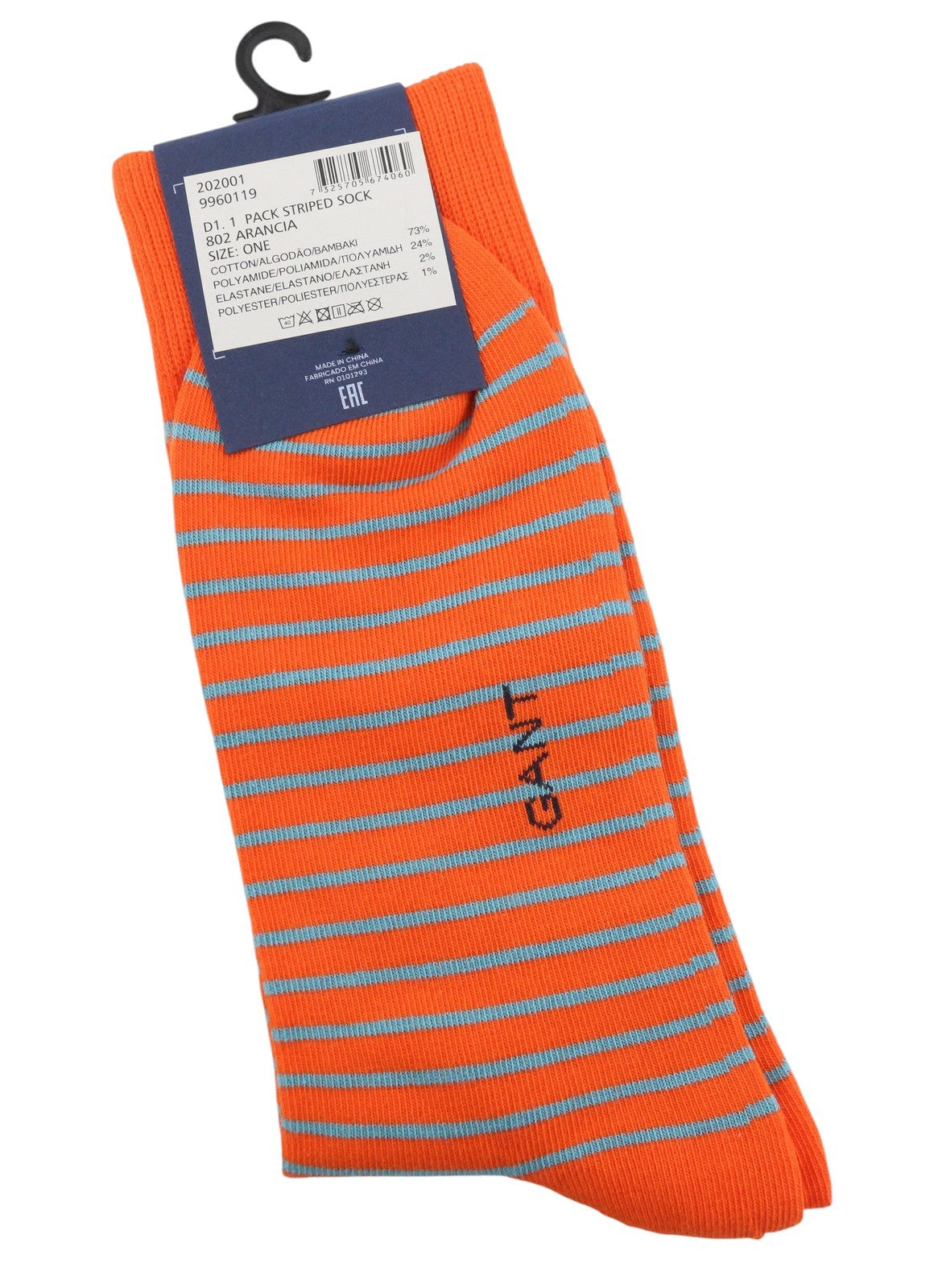 GANT 1 Pack Striped Men Socks OS Arancia Orange Tight-Knit Unisex