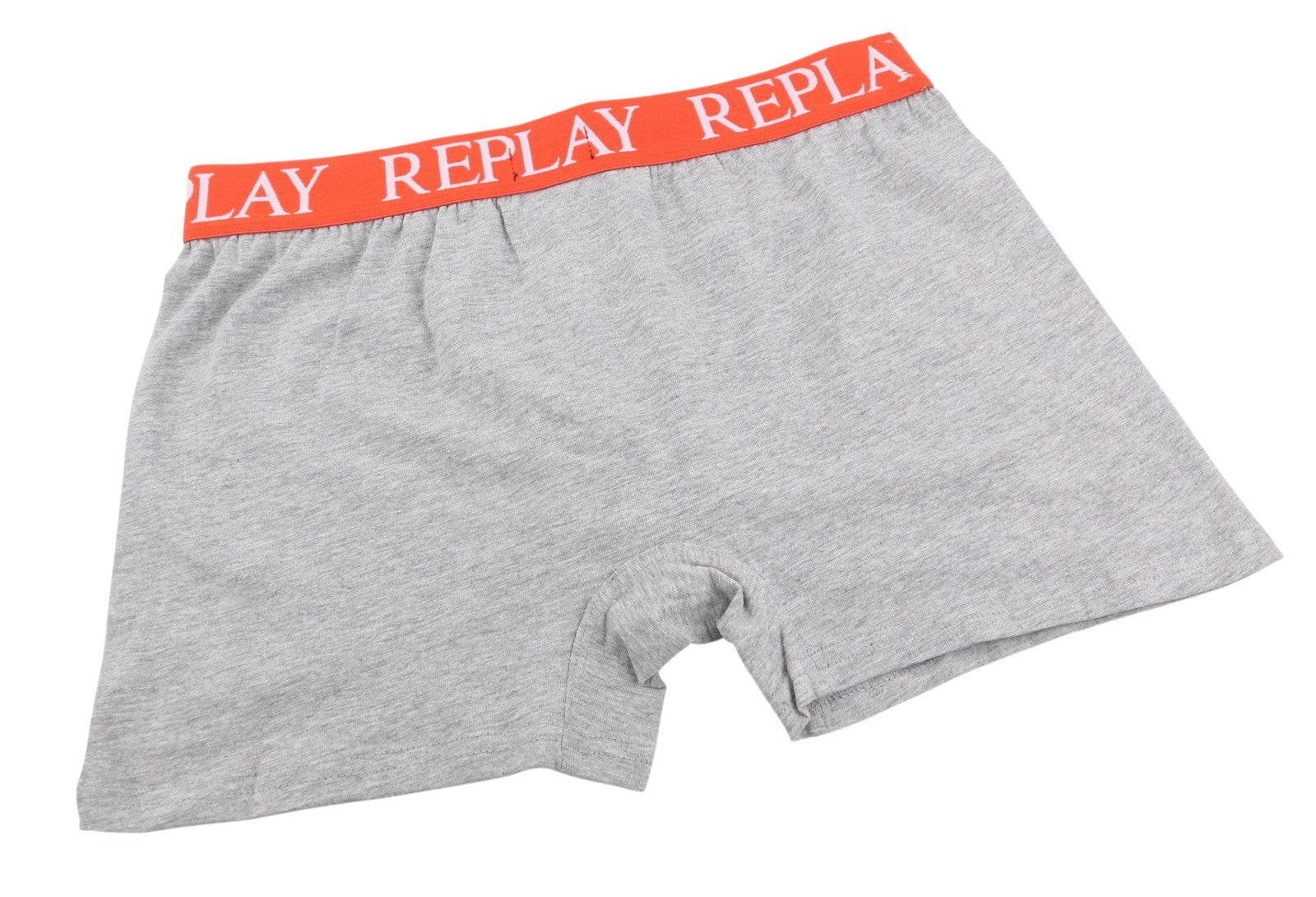 REPLAY Men Underwear M Grey Elastic Waist Logo Cotton Stretch Trunks 2 Pack