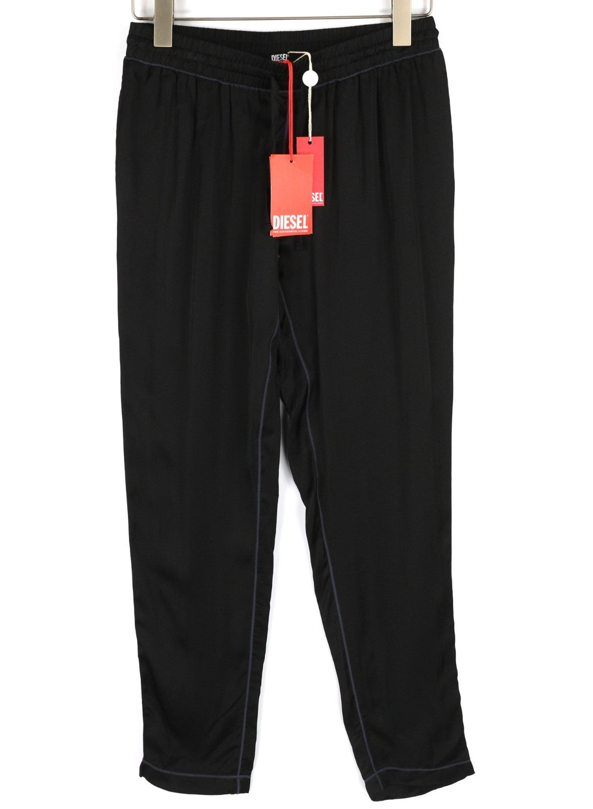 DIESEL UFLB-Tessy Women's Trousers XS Black Slim Sweatpants Elastic Logo Waist
