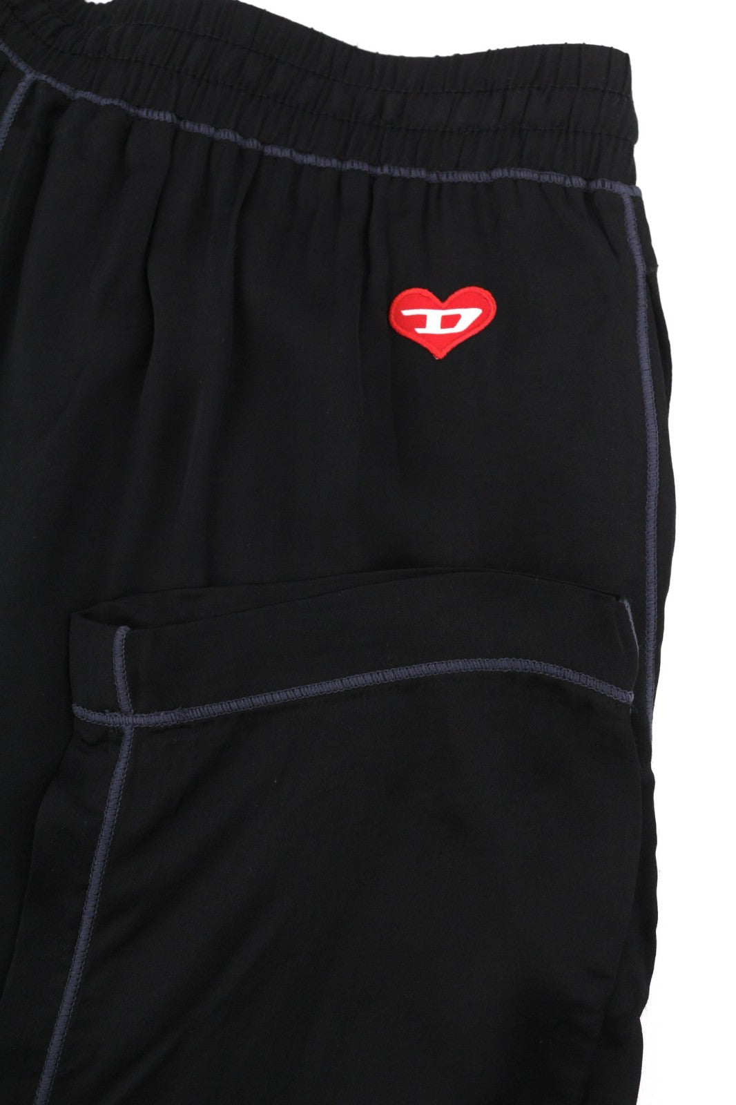 DIESEL UFLB-Tessy Women's Trousers XS Black Slim Sweatpants Elastic Logo Waist