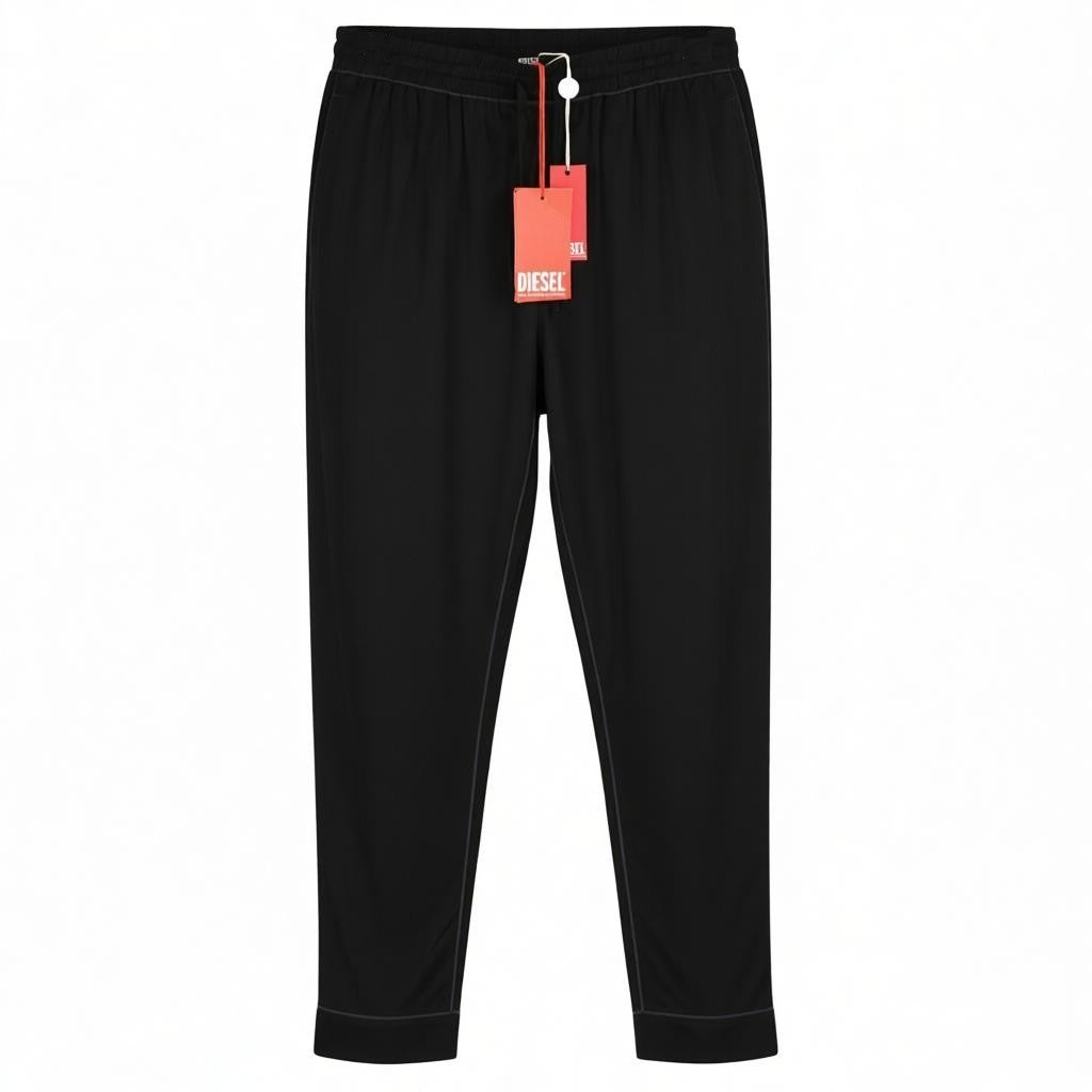 DIESEL UFLB-Tessy Women's Trousers XS Black Slim Leg Sweat Elastic Logo Detail