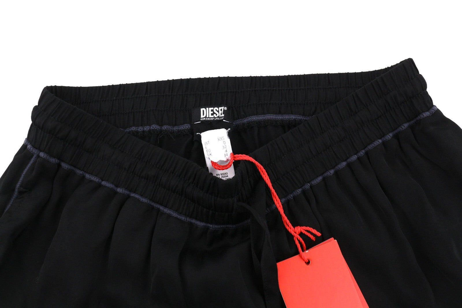 DIESEL UFLB-Tessy Women's Trousers 2XS Black Slim Sweat Fit Elastic Logo Waist