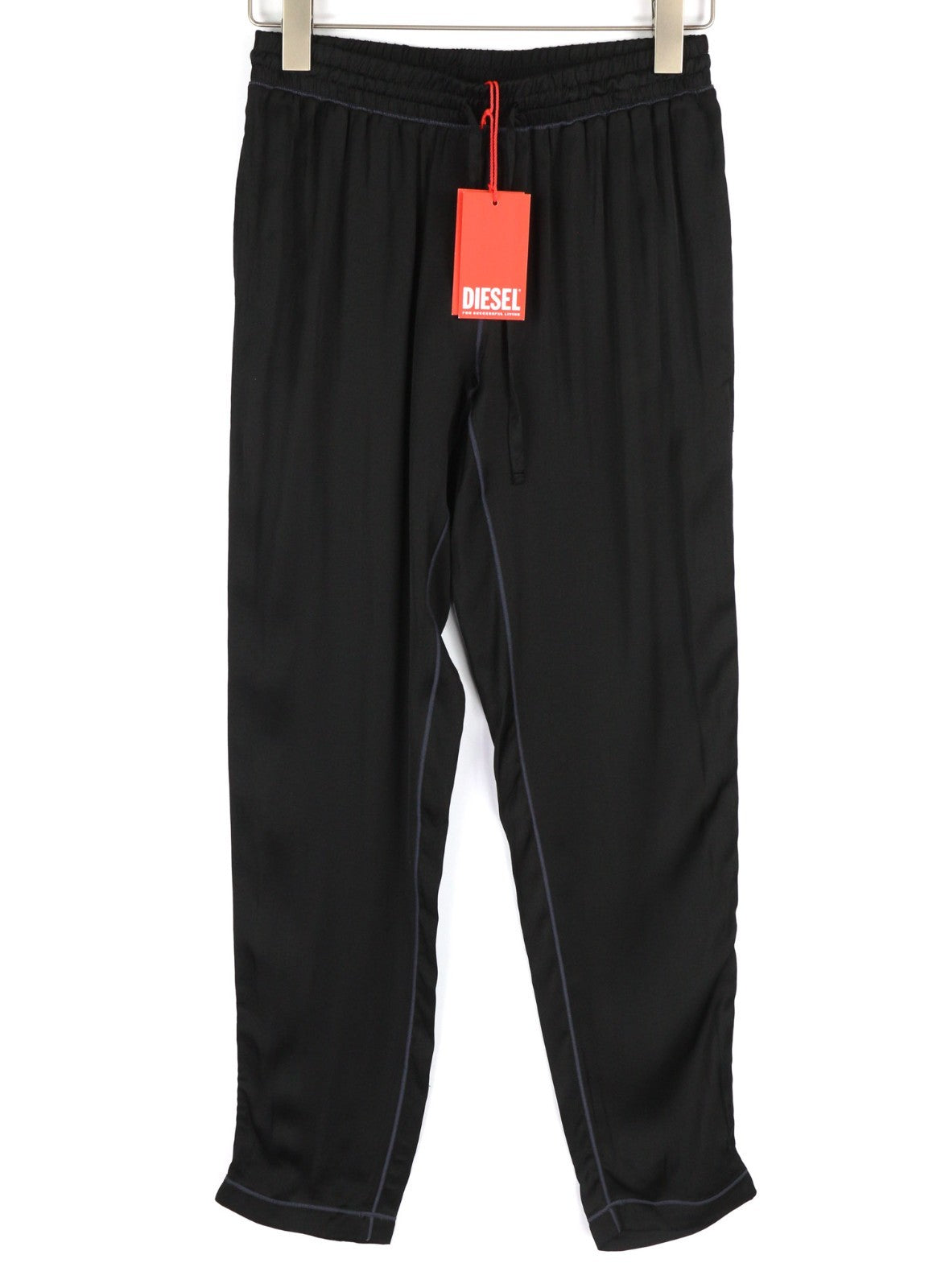 DIESEL UFLB-Tessy Women's Trousers 2XS Black Slim Sweat Fit Elastic Logo Waist