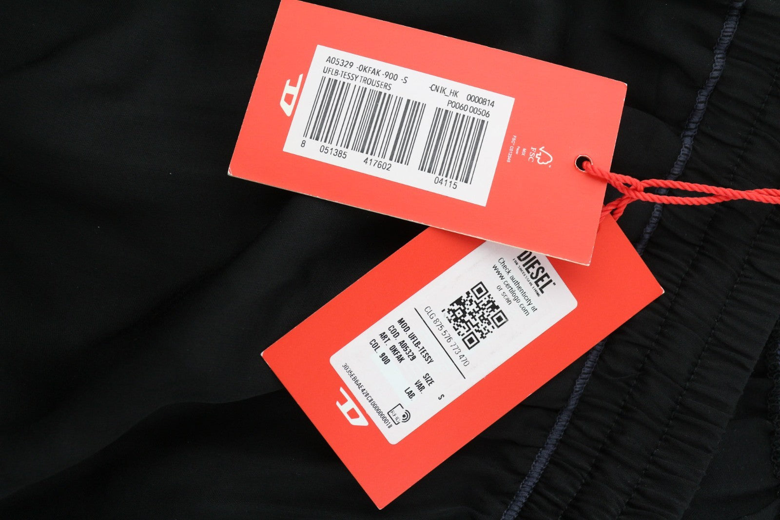 DIESEL UFLB-Tessy Women's Trousers S Black Slim Sweatpants Logo Waist Stretch