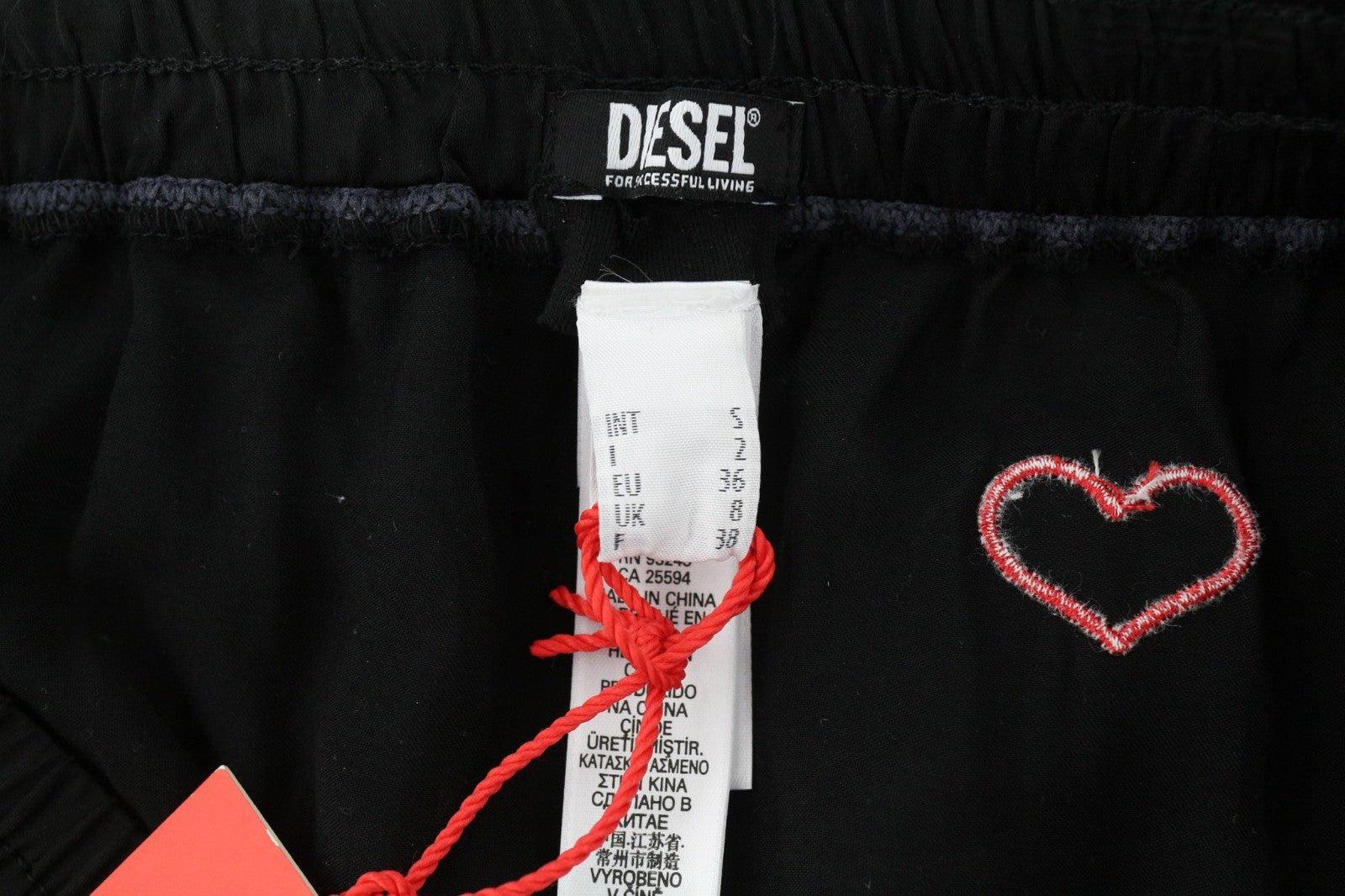 DIESEL UFLB-Tessy Women's Trousers S Black Slim Sweatpants Logo Waist Stretch