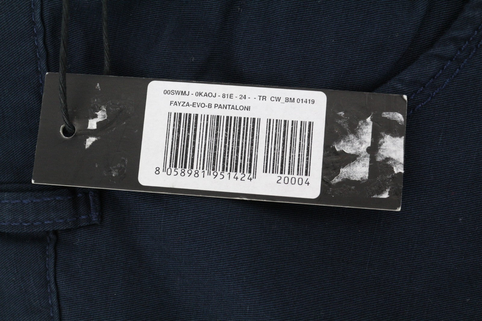 DIESEL Fayza-Evo-B Women's Trousers W24 Blue Linen Blend Slim Fit Zip Fly