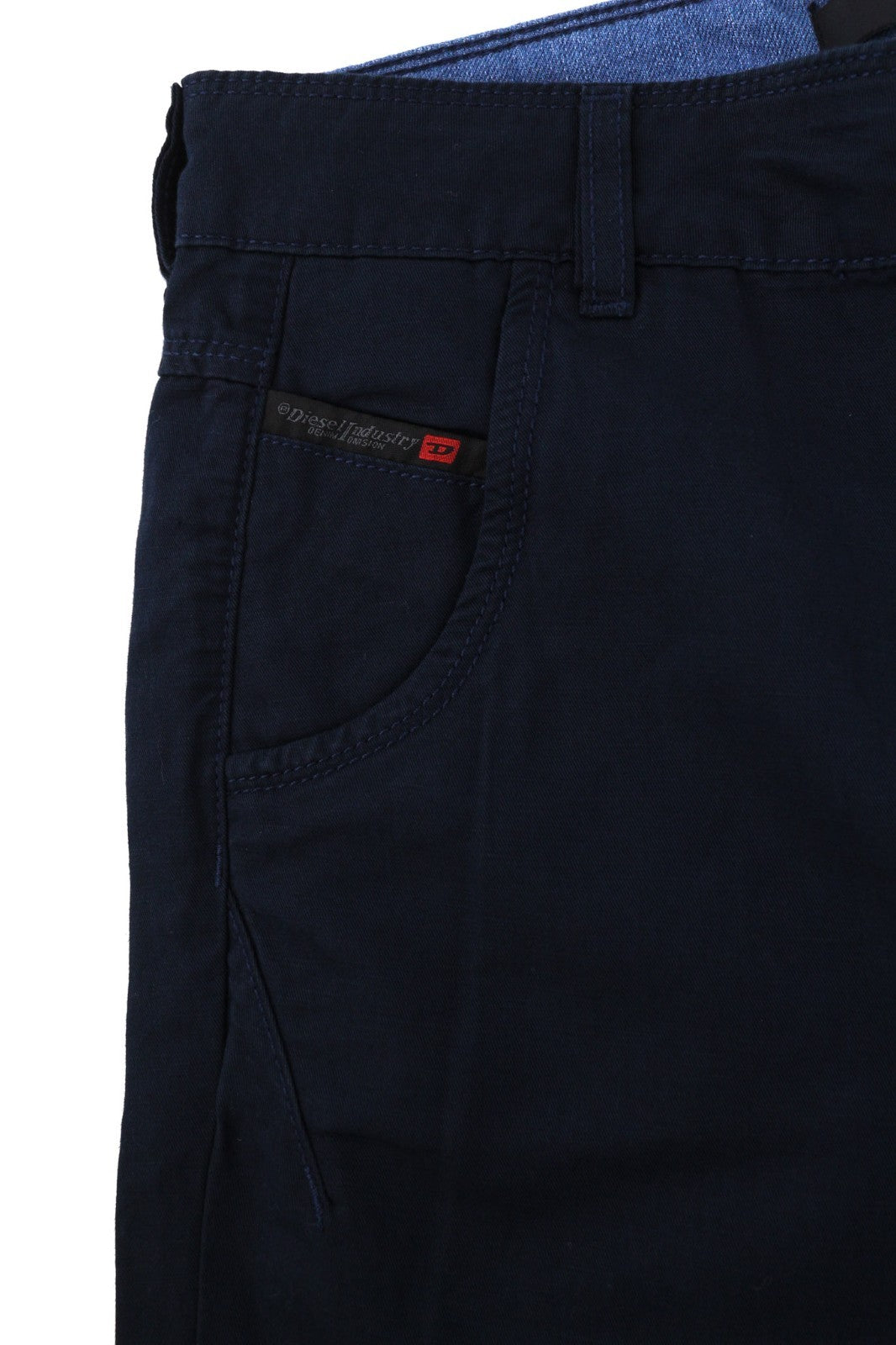 DIESEL Fayza-Evo-B Women's Trousers W24 Blue Linen Blend Slim Fit Zip Fly