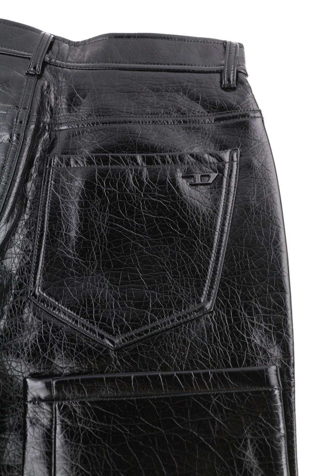 DIESEL P-Arcy Women's Trousers W27 Black Coated Slim Fit Shiny Zip RRP225