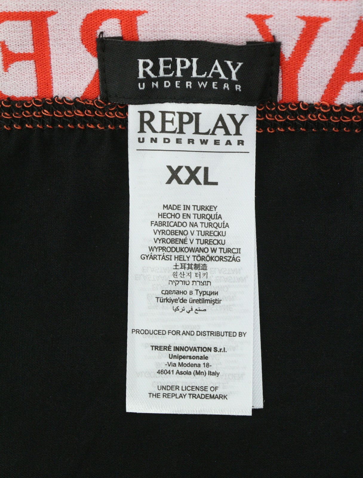 REPLAY Men Underwear 2XL Black Elastic Waist Logo Cotton Stretch Trunks 2 Pack