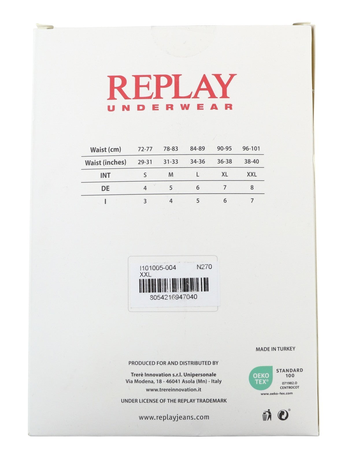 REPLAY Men Underwear 2XL Black Elastic Waist Logo Cotton Stretch Trunks 2 Pack