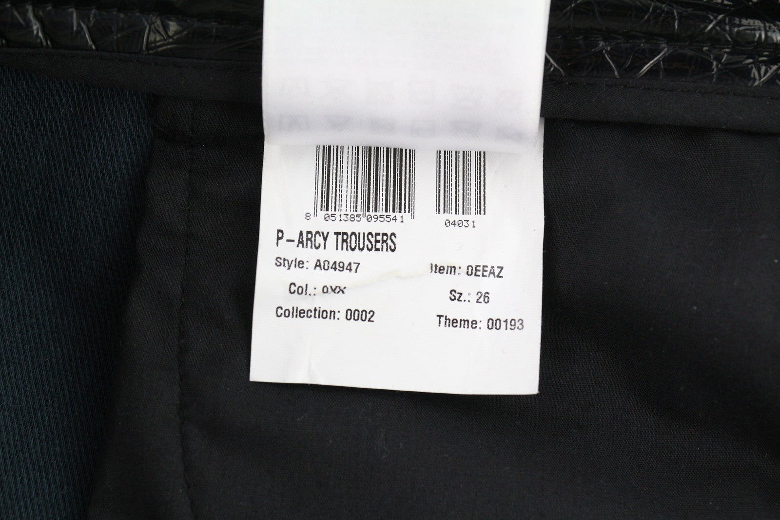 DIESEL P-Arcy Women's Trousers W26 Black Coated Slim Fit Shiny Zipper RRP225