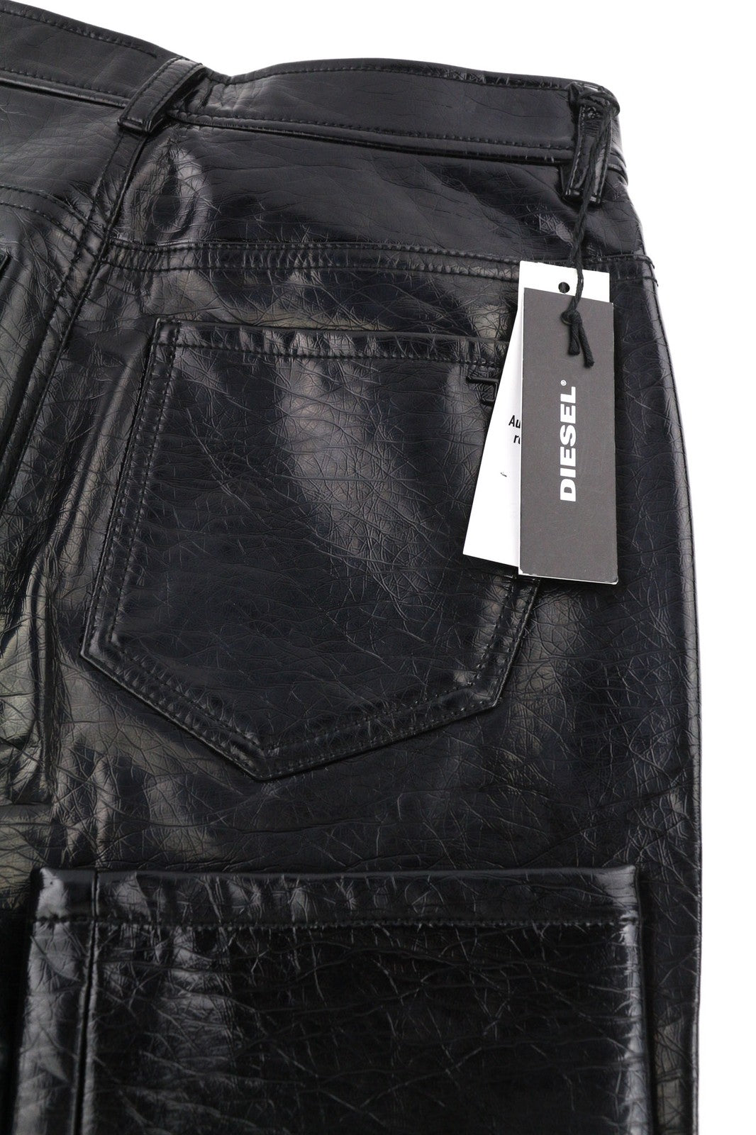 DIESEL P-Arcy Women's Trousers W26 Black Coated Slim Fit Shiny Zipper RRP225