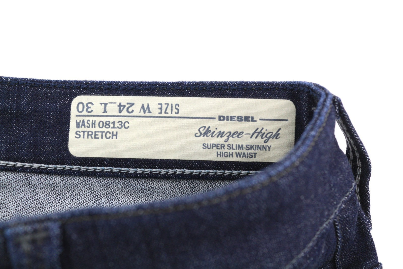 DIESEL Skinzee-High 0813C Women's Jeans W24/L30 Super Slim High Waist Dark Denim