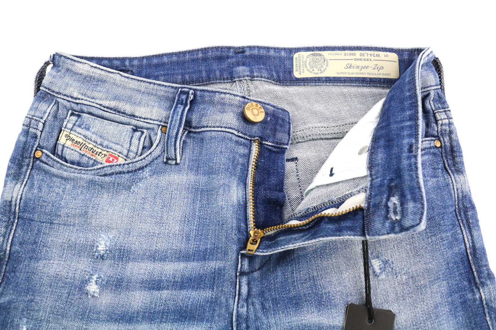 DIESEL Skinzee-Zip 0681E Women's Jeans W24/L30 Super Slim Skinny Regular Waist
