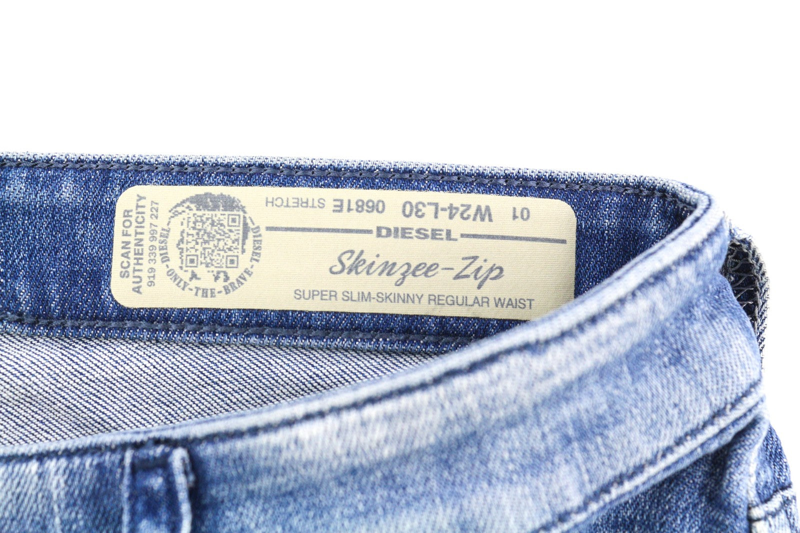 DIESEL Skinzee-Zip 0681E Women's Jeans W24/L30 Super Slim Skinny Regular Waist