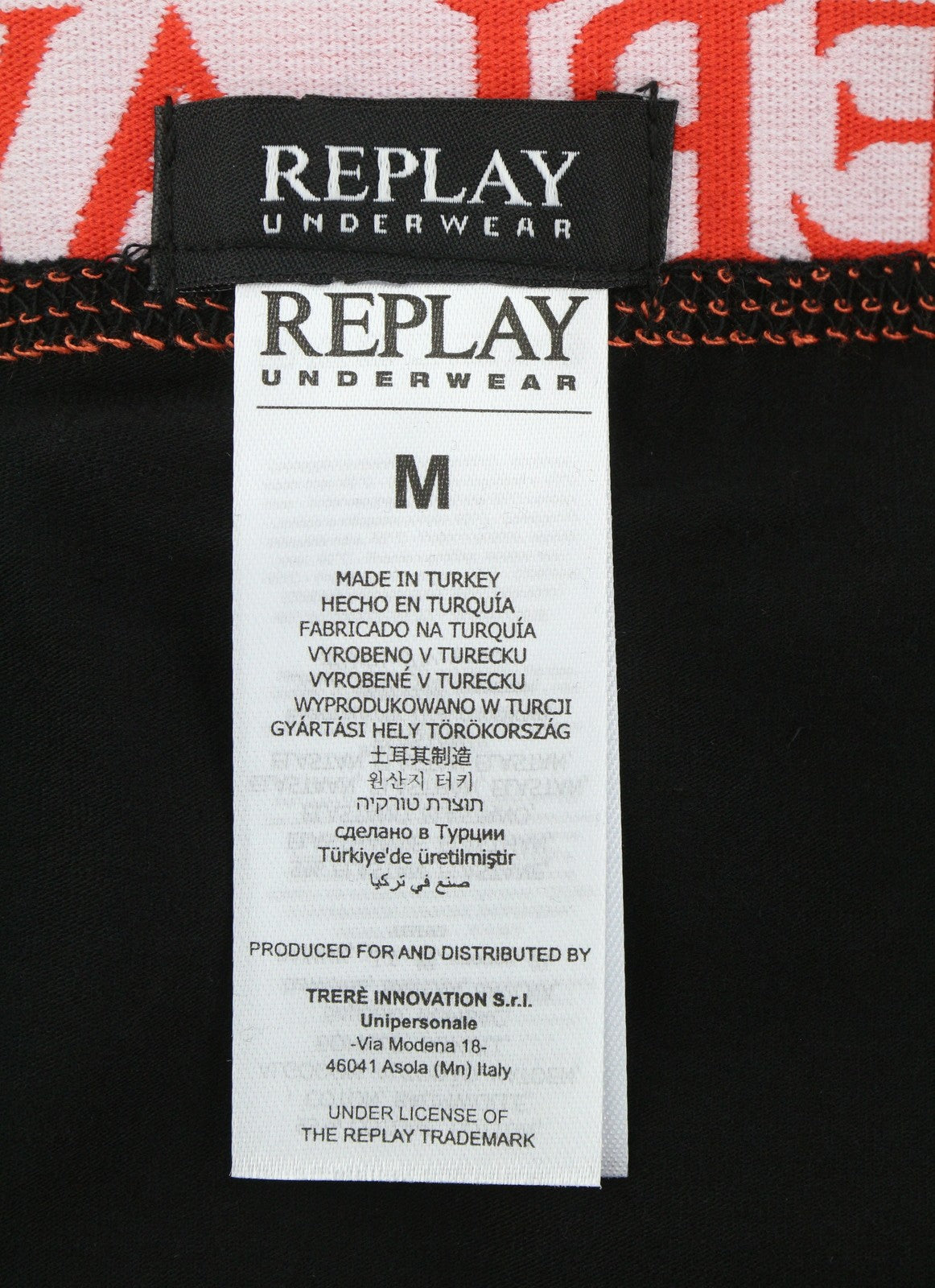 REPLAY Men Underwear M Black Elastic Waist Logo Cotton Stretch Trunks 2 Pack