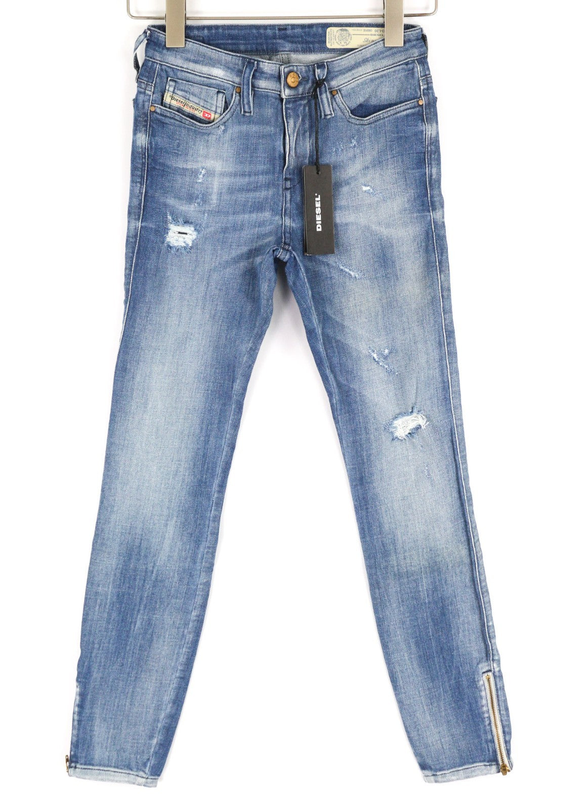 DIESEL Skinzee-Zip 0681E Women's Jeans W23/L30 Super Slim Skinny Zip Mid Waist