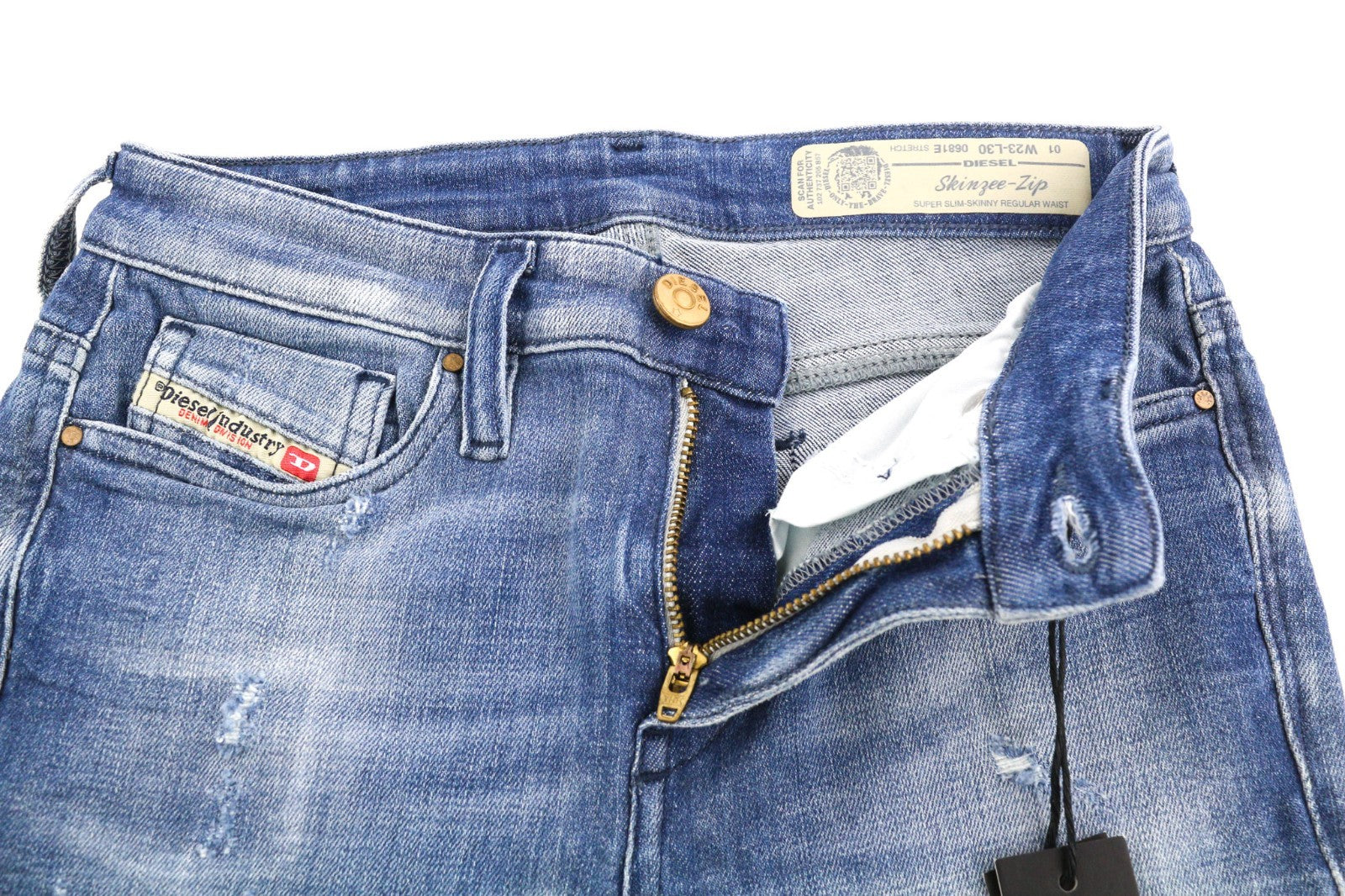 DIESEL Skinzee-Zip 0681E Women's Jeans W23/L30 Super Slim Skinny Zip Mid Waist