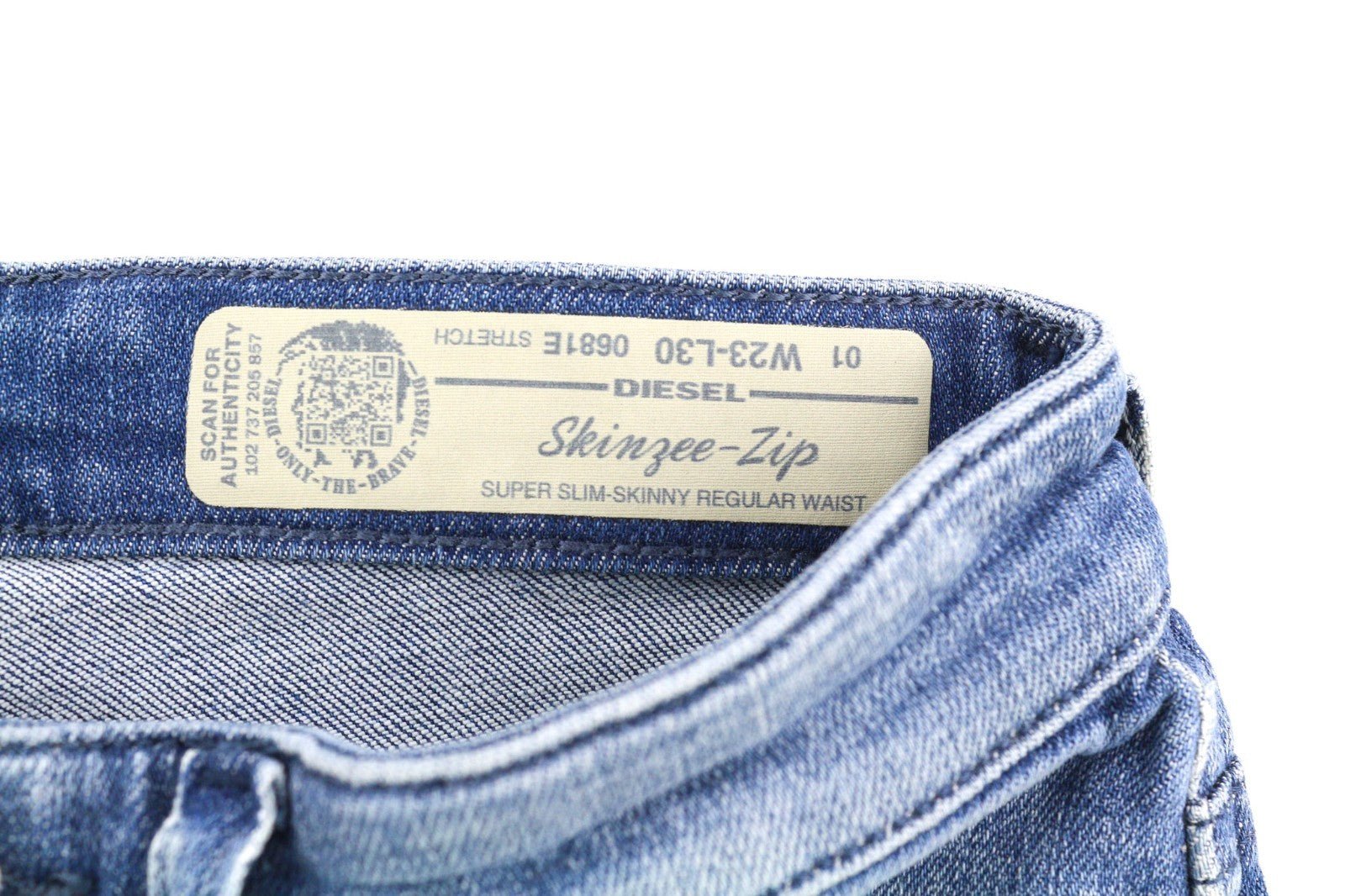 DIESEL Skinzee-Zip 0681E Women's Jeans W23/L30 Super Slim Skinny Zip Mid Waist