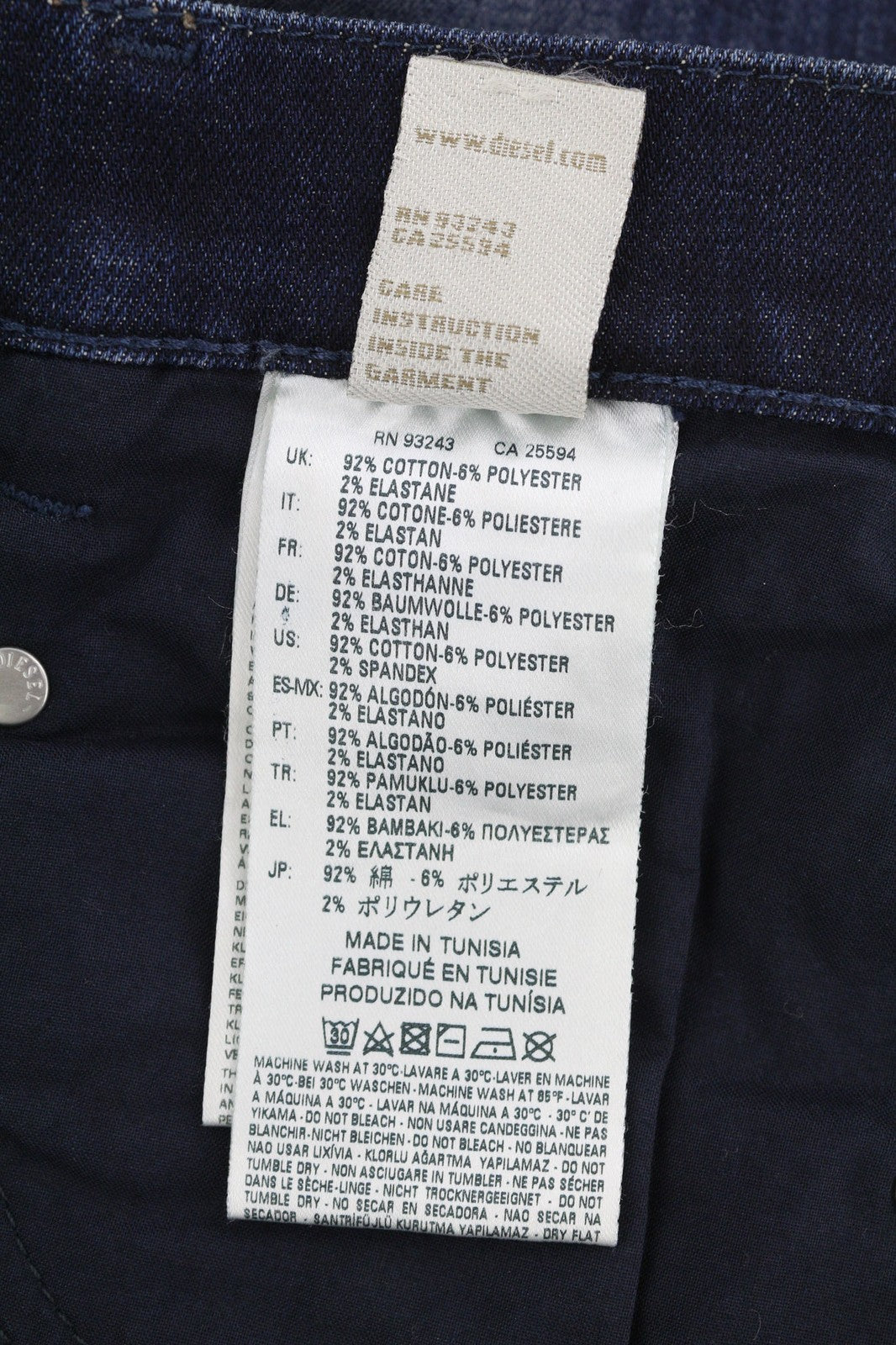 DIESEL Belthy-Ankle 0854T Women's Jeans W26 Slim Straight Low Waist Blue Denim